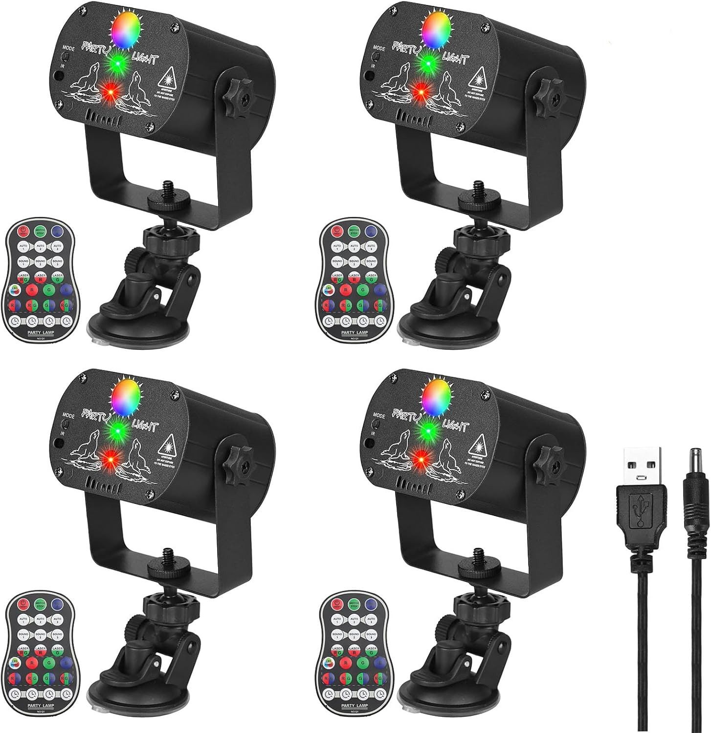 ZonQoonz Discolicht DJ-Disco-Partybeleuchtung, RGB-LED-Laserlicht mit Soundaktivierung