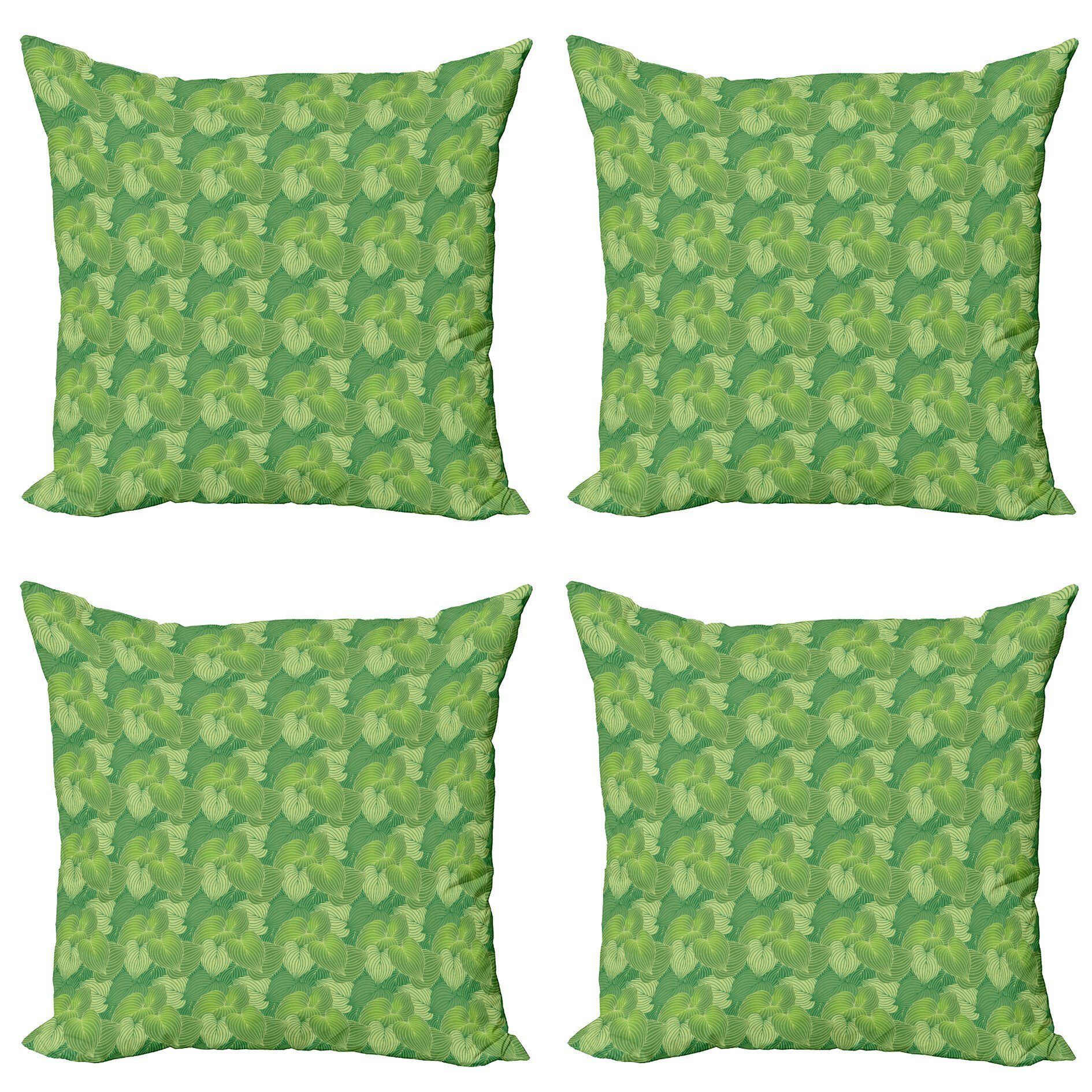 Kissenbezüge Modern Accent Doppelseitiger Digitaldruck, Abakuhaus (4 Stück), Grün Abstrakt Hosta Pflanzen
