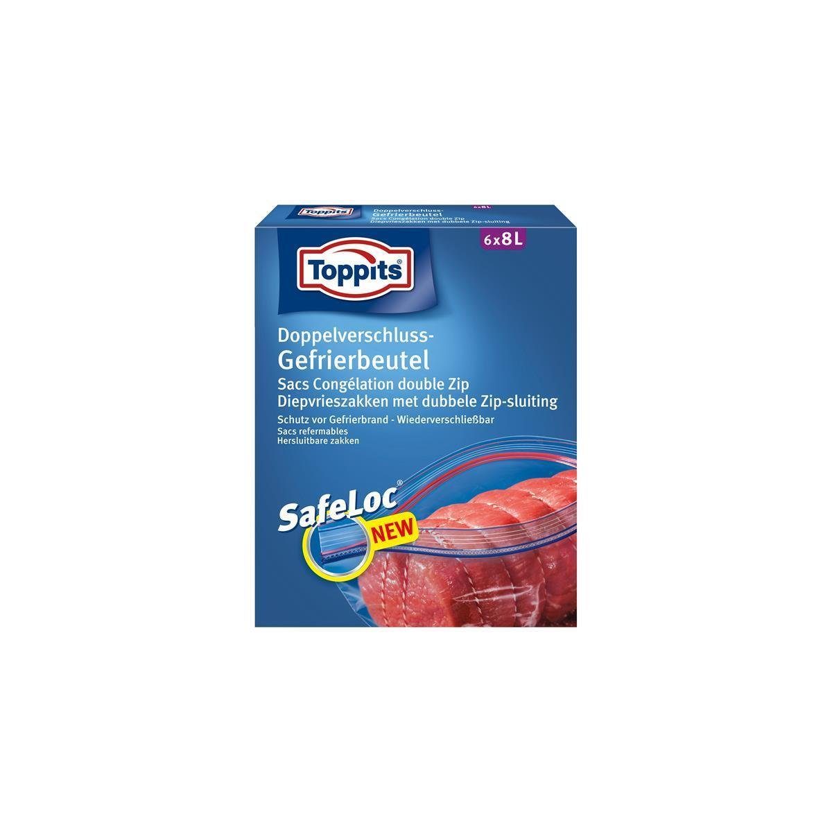 Toppits Küchenorganizer-Set Toppits Doppel-Verschluss Gefrierbeutel 6x8 Liter
