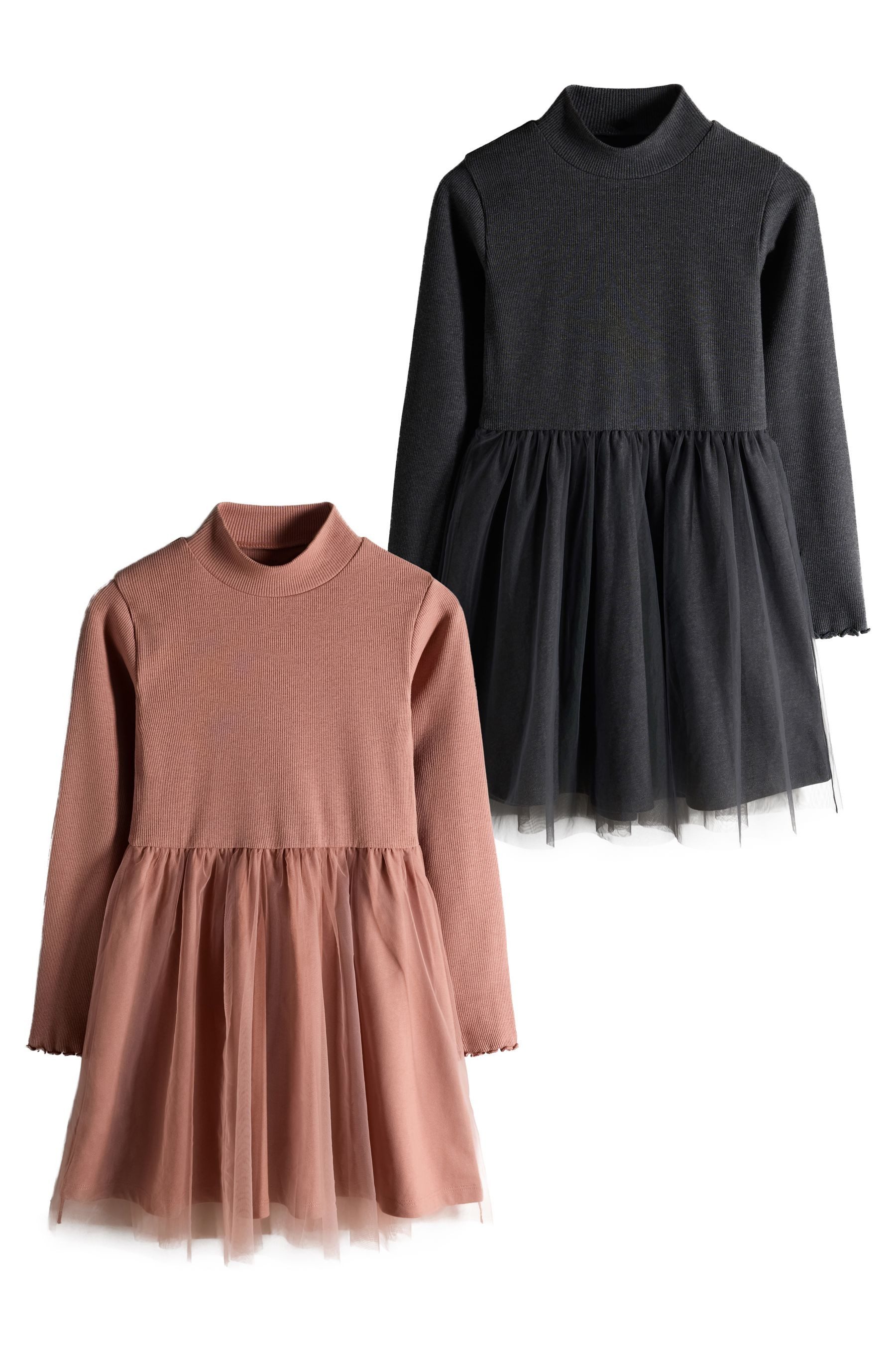 The Set Meshkleid The Set Langarmkleider mit Meshrock, 2er-Pack (2-tlg)