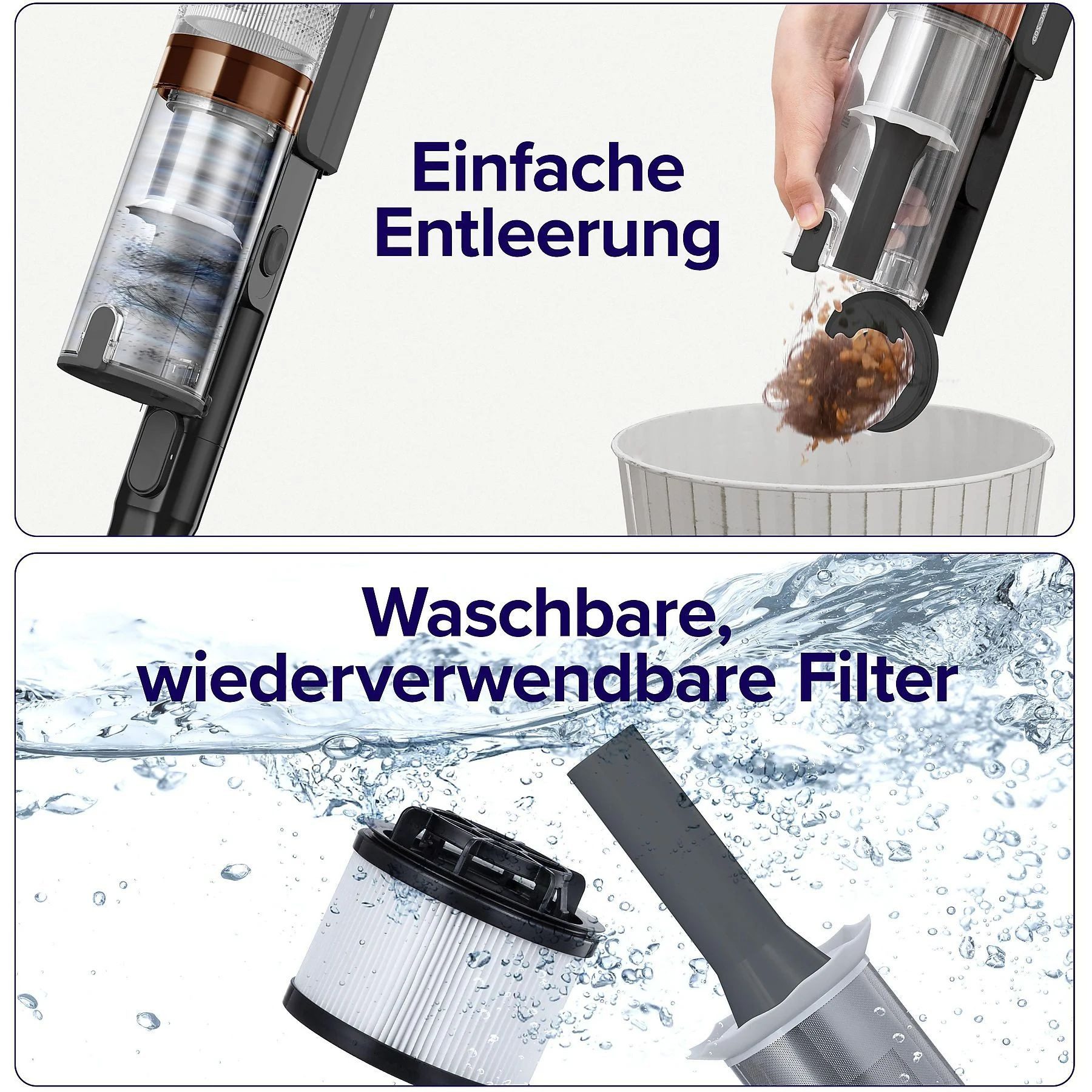 Levoit Akku-Bodenstaubsauger LVAC-200, 180 W, beutellos, 99,9% Filtration, Anti-Tangle, bis zu 50 Minuten