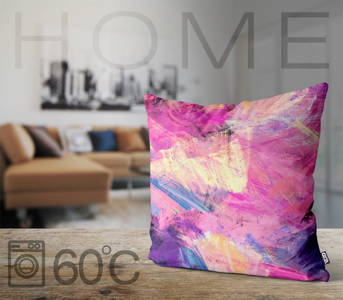 Bunt Stück), Kissenbezug, Wohnzimmer Sofa-Kissen (1 farbenfroh Farben VOID Grafisch Dekoration Basteln Muster gemustert Malen Kunst Hobby