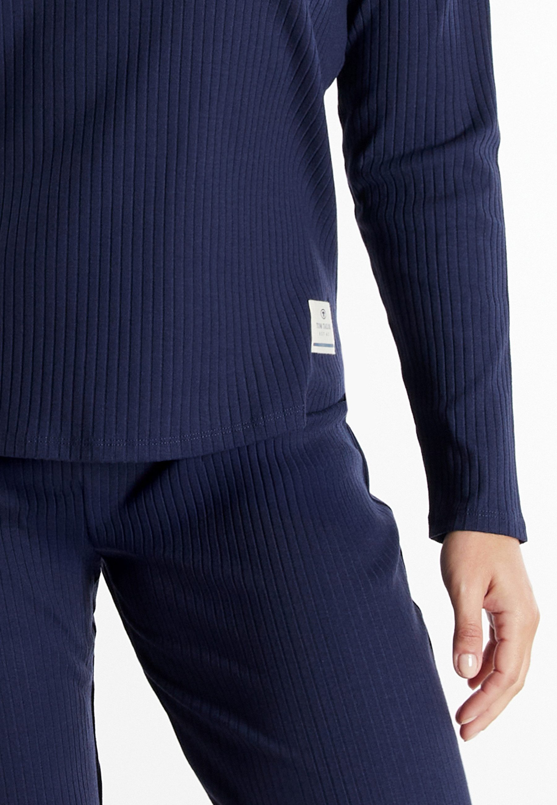 TOM TAILOR Loungeanzug Sitia basic, bequem, unifarben, Langarm, Rundhalsausschnitt, Baumwollmix
