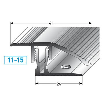 PROVISTON Anpassprofil Aluminium, 41 x 11 - 15 x 1000 mm, Edelstahloptik, Anpassungsprofil