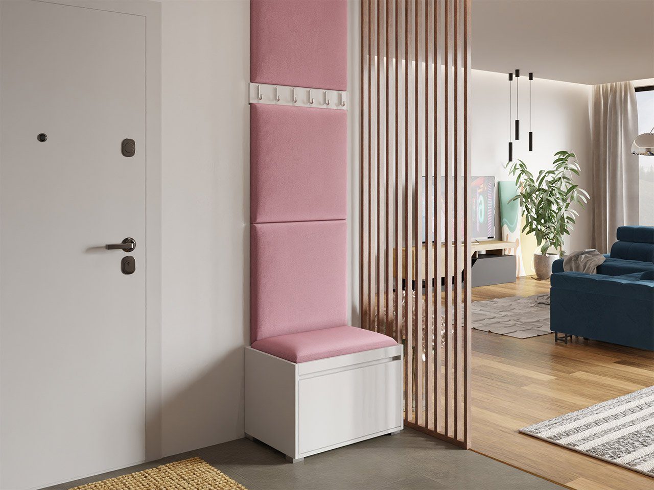 MIRJAN24 Шкафы-Set Grawis 60 VII, (Komplett-Set, 3x Wandpaneel 60x60, Paneel 60x30, Schuhschrank, Kleiderhakenbrett), Enthält 6 Kleiderhaken für Kleidung