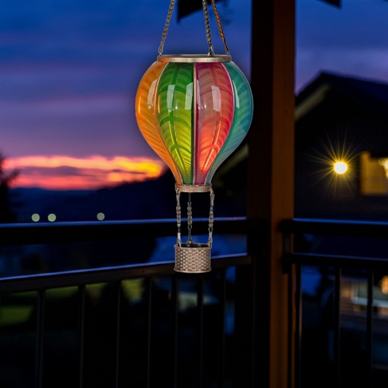 formano Dekolicht Solar-LED Heißluftballon bunt – Hängedeko für Garten & Balkon, LED fest integriert, Hängelampe – Bild 4 von 4
