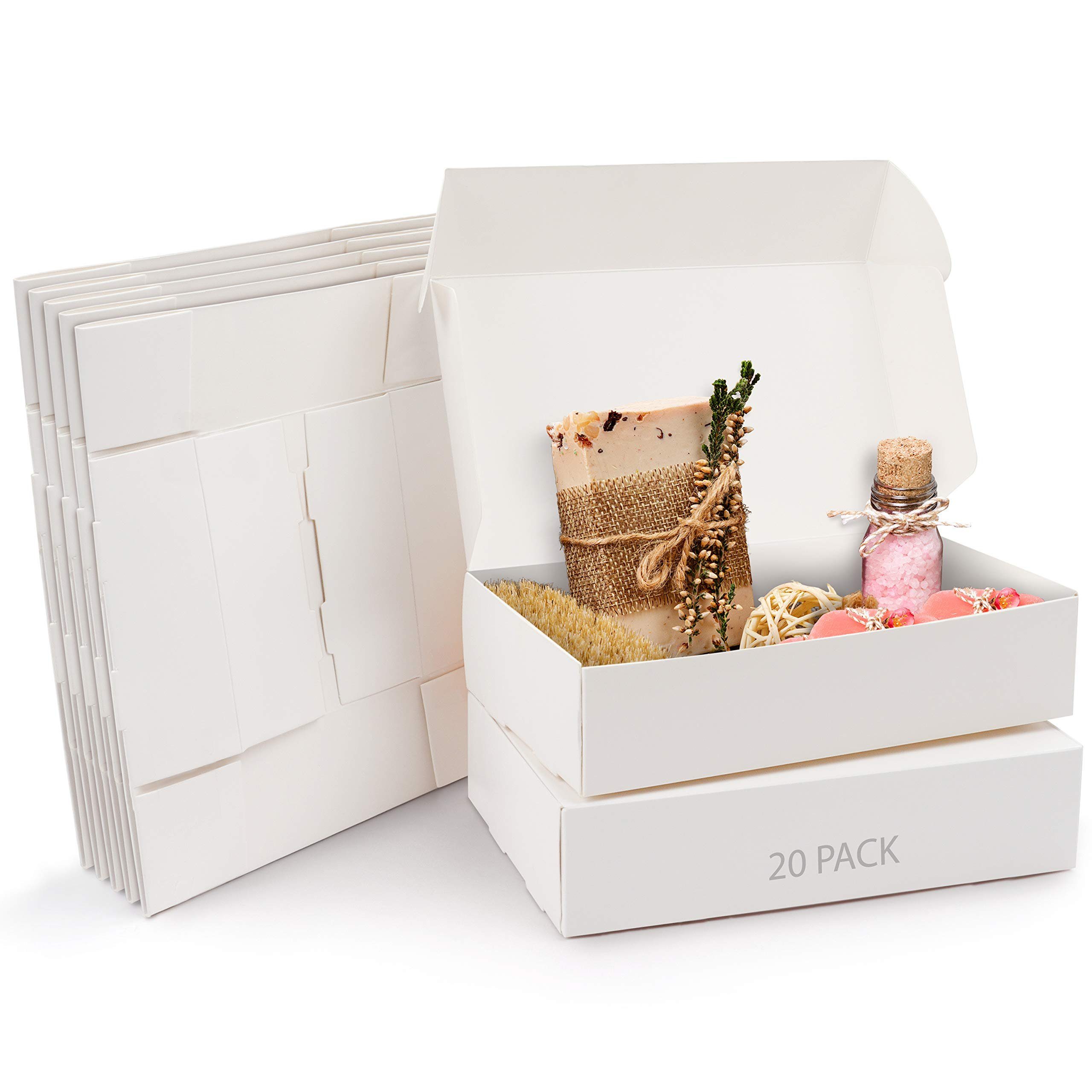 Kurtzy Geschenkbox 20 Weiße Geschenkboxen - Rechteckige Kraftpapierboxen (19x11x4,5cm), Weiße Geschenkboxen (20 Stk) - Rechteckige Kraftpapierboxen