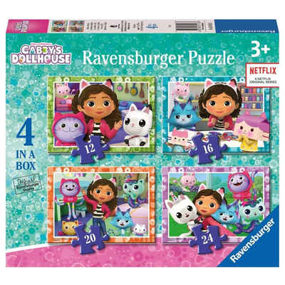 Ravensburger Puzzle 4 in 1 Kinder Puzzle Box Ravensburger Gabby´s Dollhouse, 24 Puzzleteile
