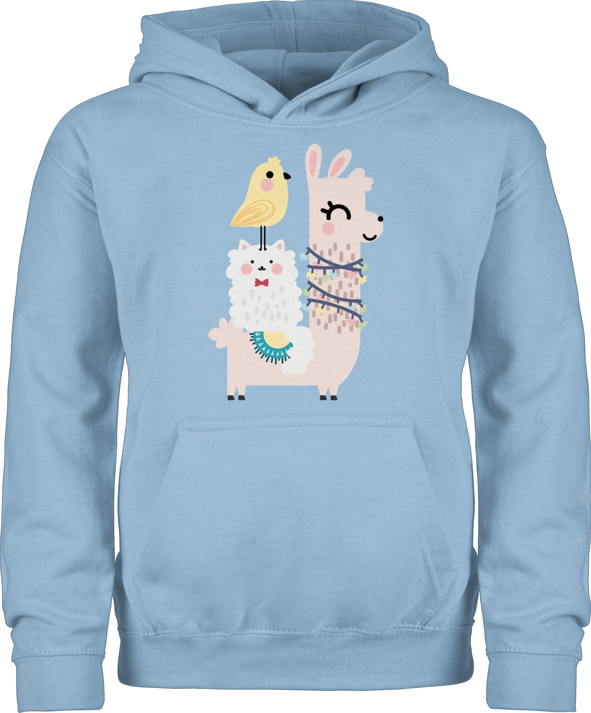 Shirtracer Hoodie Tiere aufgereiht - Tiermotiv Animal Print - Kinder  Premium Kapuzenpullover 12 jährige mädchen hoodie - lama - alpaka -  reitpullover
