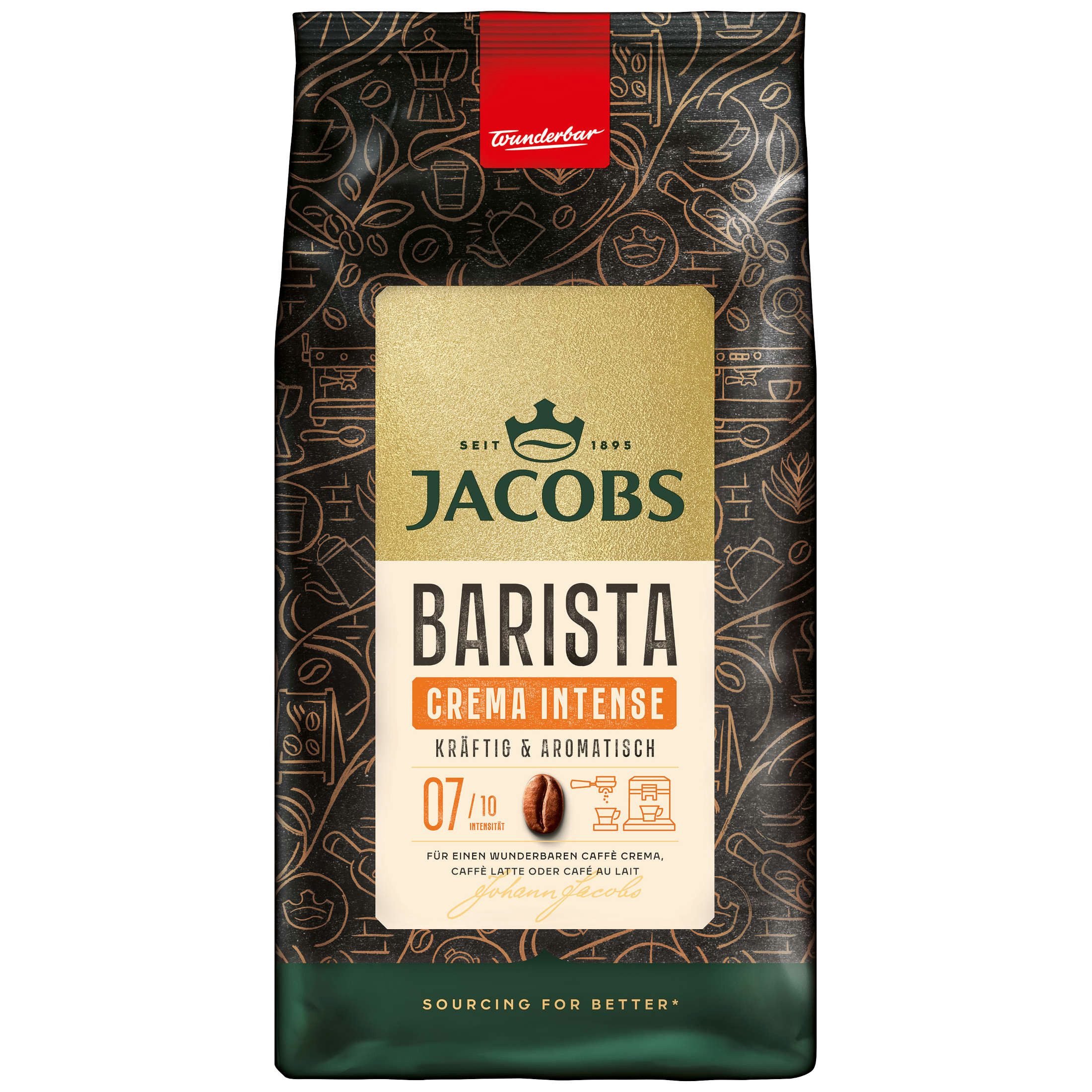 JACOBS Kaffee Barista Editions Crema Intense ganze Kaffee Bohnen 4 x 1 kg, 4000 g, (Packung, 4er Pack)