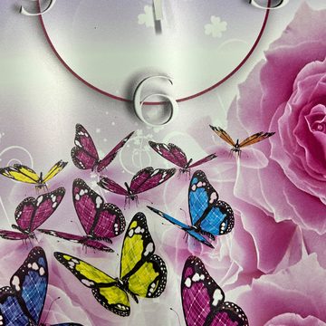 dixtime Wanduhr Rosen Schmetterlinge Designer Wanduhr modernes Wanduhren Design leise (Einzigartige 3D-Optik aus 4mm Alu-Dibond)