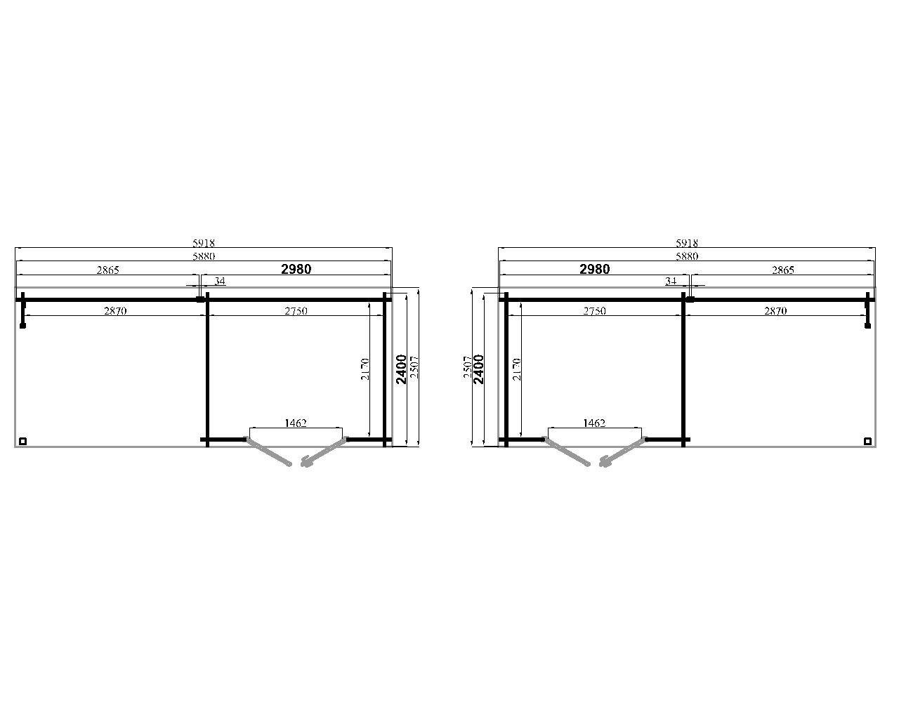 Finn Art Blockhaus Gartenhaus Flachdach 6x2,4m Holz Funny 4 in 28mm Wandstärke, BxT: 298x240 cm, ohne Fußboden mit Anbau, mit Premium Dachbahn selbstklebend – Bild 4 von 5