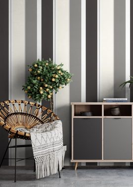 Newroom Vliestapete, Schwarz Tapete Modern Streifen - Streifentapete Mustertapete Grau Weiß Edel Linien Muster für Wohnzimmer Schlafzimmer Küche