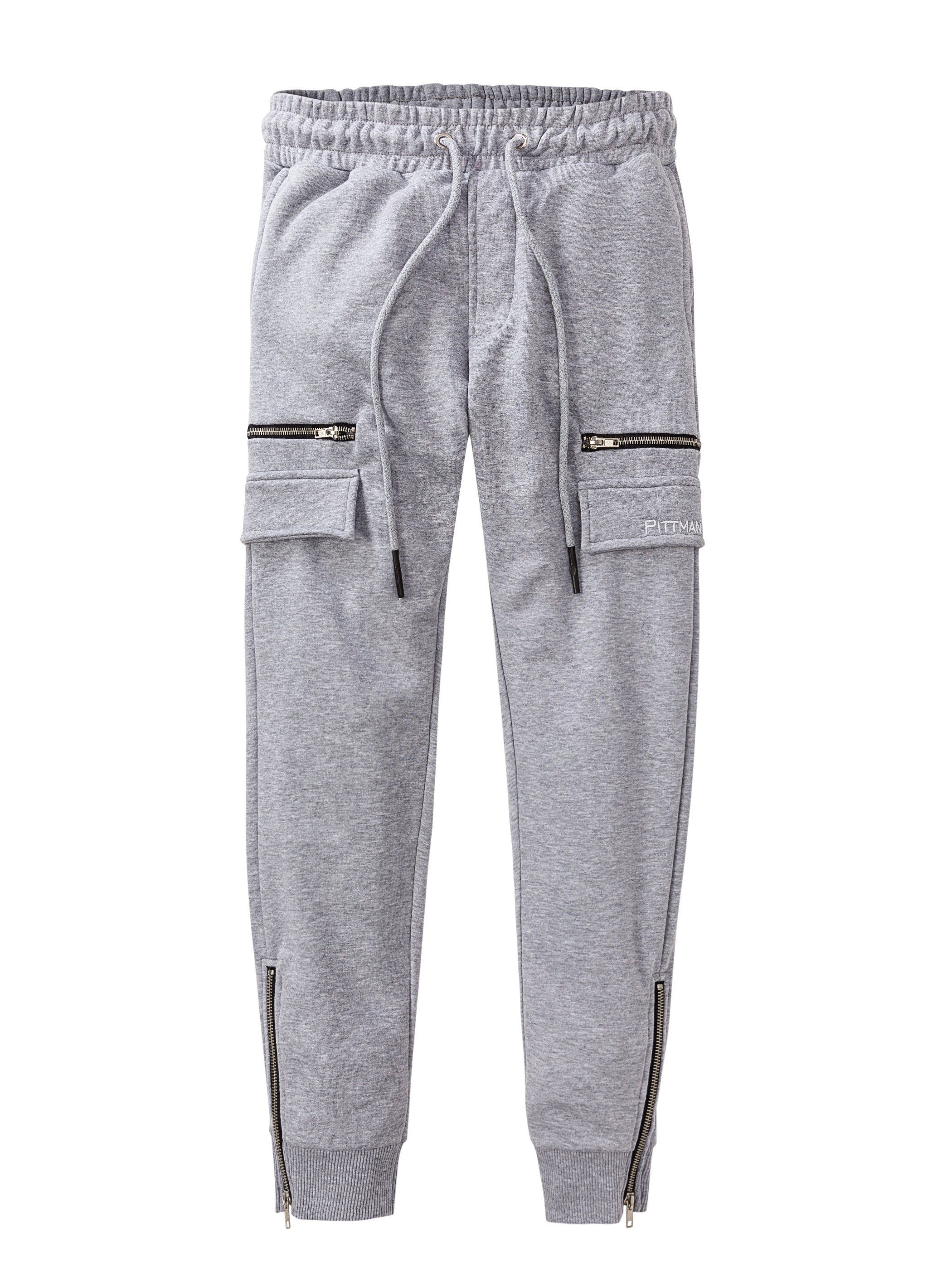 Pittman Sweatpants (163907)) und elastischem Pants Hellgrau (dapple Kordelzug Track gray Cargo Bund mit Bruno