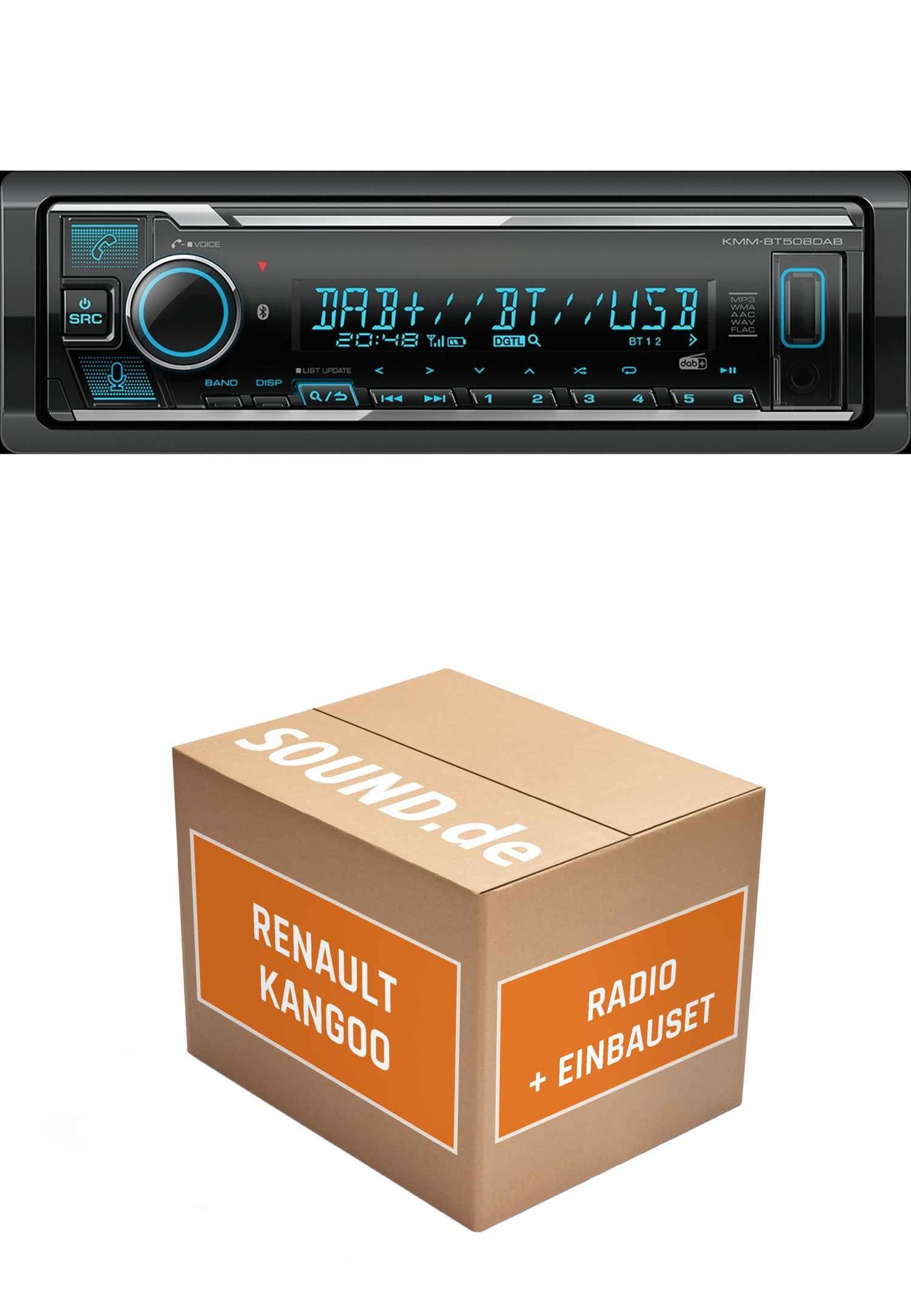 JUST SOUND best choice for caraudio Autoradio Kenwood KMM BT508 für Renault Kangoo 1 Update List Lenkrad Autoradio (RDS, AM/FM Radio, Animiertes Display, Freisprecheinrichtung, 1 DIN)
