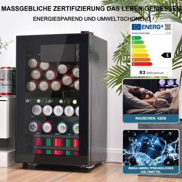 Merax Kühlschrank 76L mit Gefrierfach, Glastür, verstellebare Ablage, Getränkekühlschrank SC-76A, 71.6 cm hoch, 40 cm breit, Mini Kühlschrank, Kühl- und Gefrierfunktion, freistehend