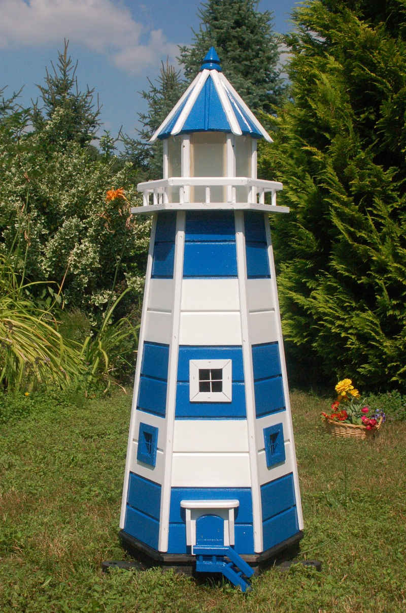 DSH DEKO SHOP HANNUSCH Gartenfigur Leuchtturm 1,40 m aus Holz mit Solarbeleuchtung