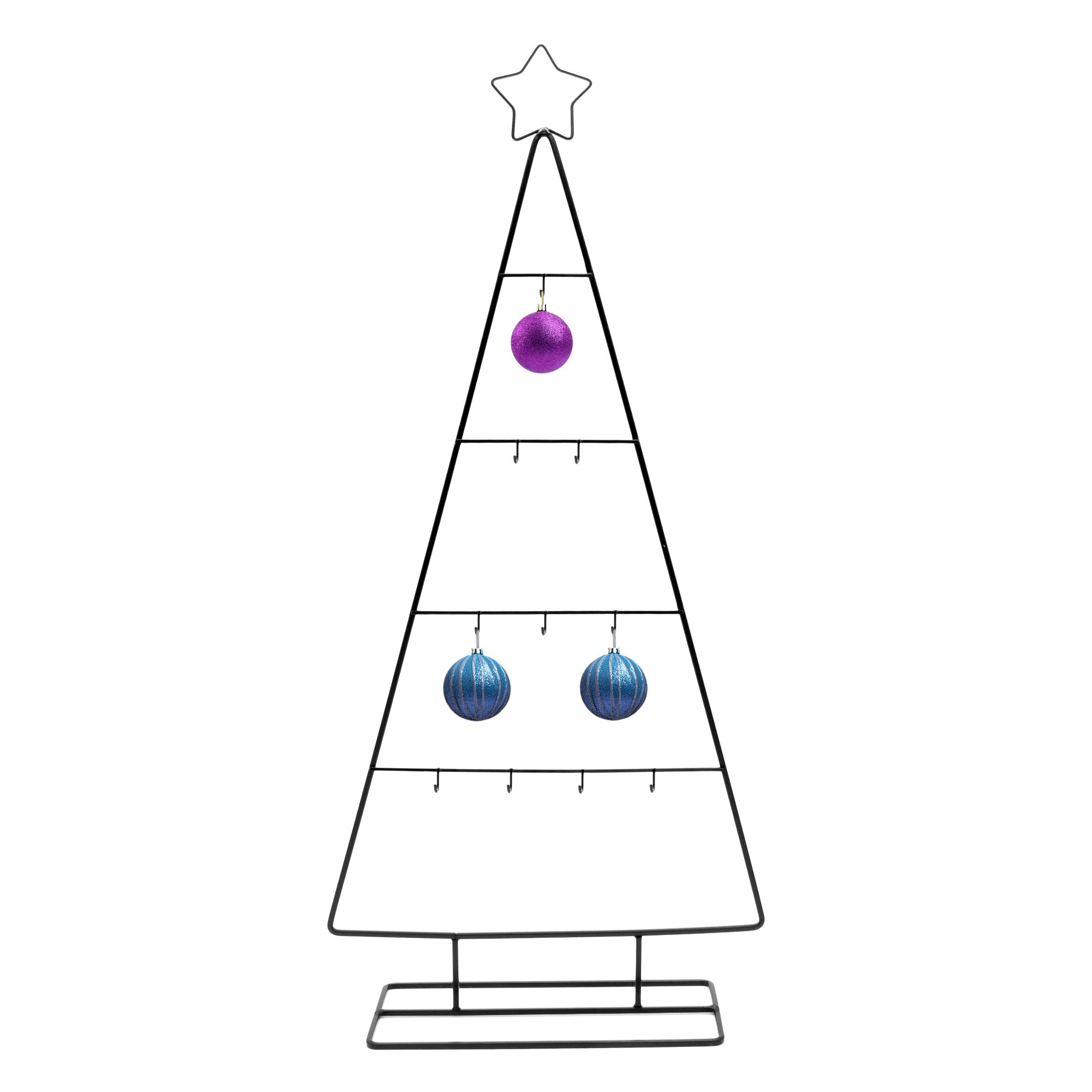 Spetebo Dekobaum Metall Tannenbaum schwarz (Deko Ständer für Zierschmuck, 1 St., mit Stern Spitze), mit 10 Haken