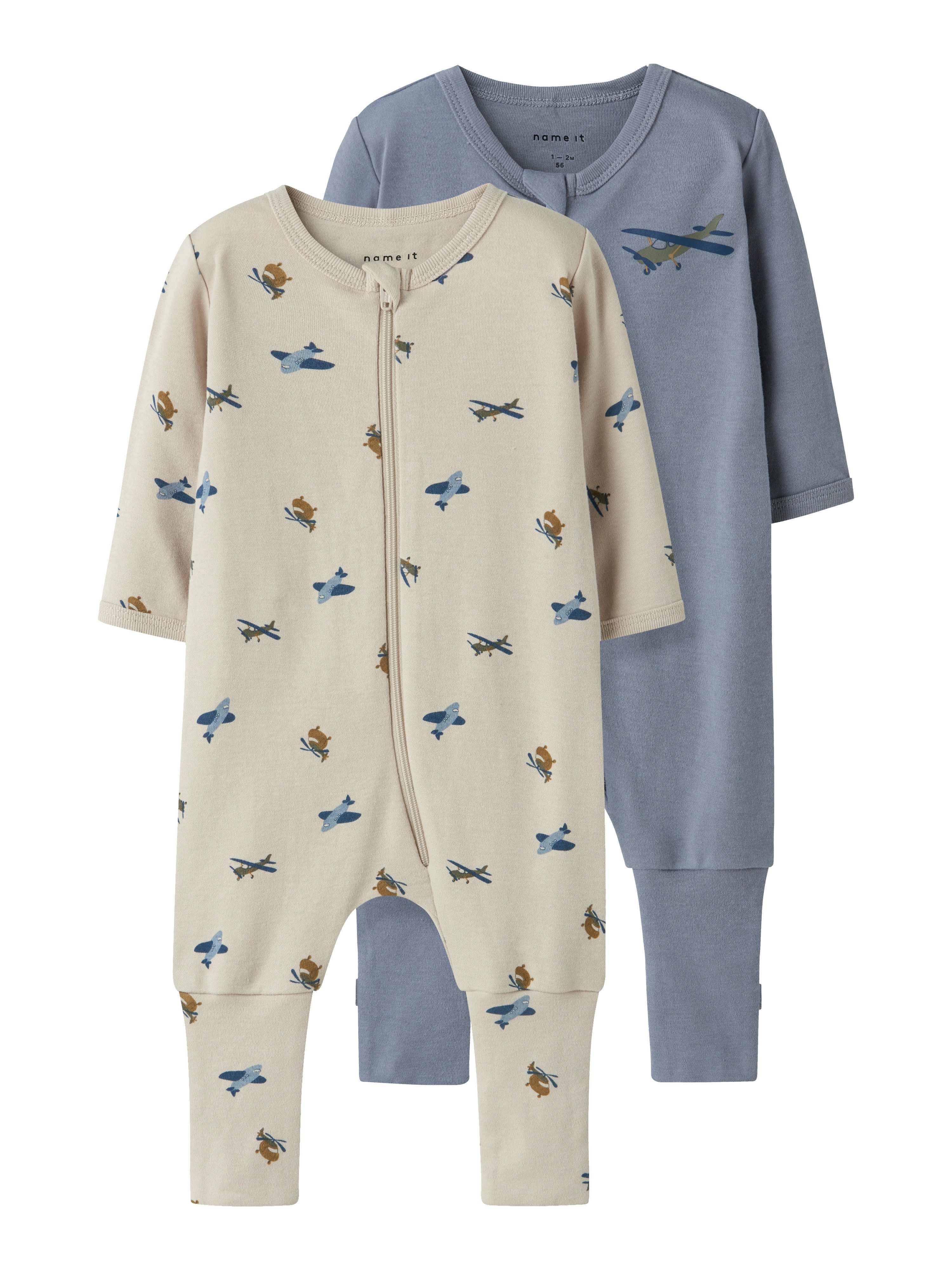 Name It Pyjama NBMNIGHTSUIT 2P ZIP FF AIRPLANE NOOS (Packung, 2 tlg)
