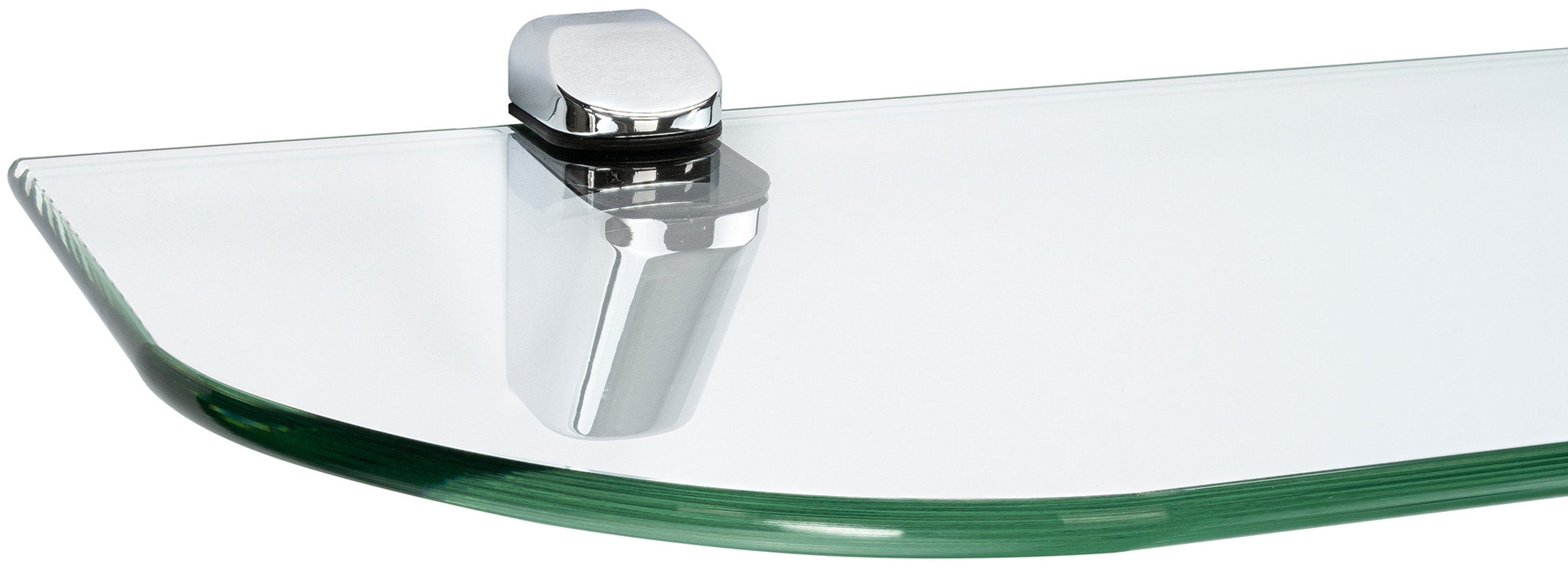 ib style Wandregal Glasregal 6mm klar 40 x 15 cm + Clip CUCALE Verchromt, Glasboden aus ESG-Sicherheitsglas - Wandregal