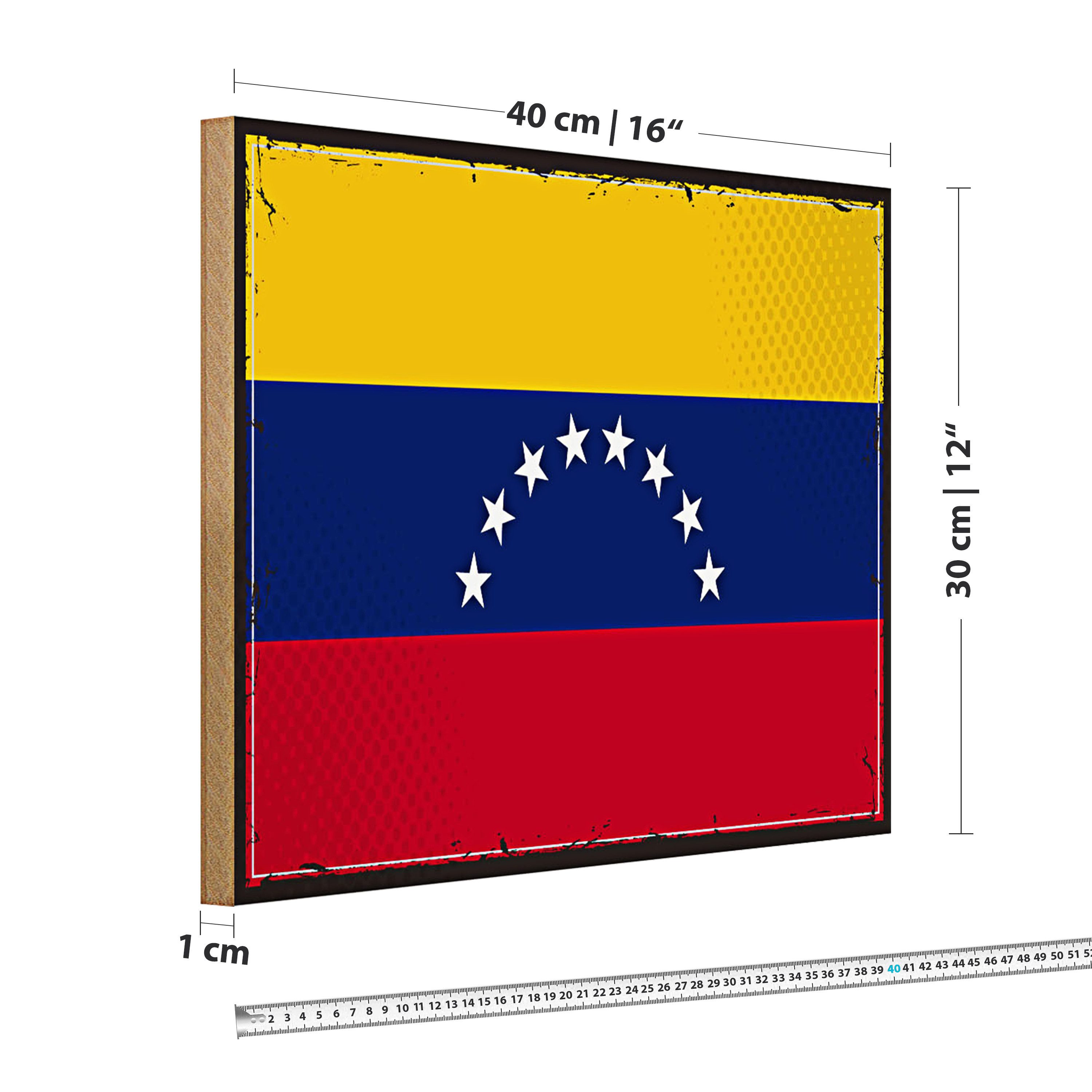 Roomando Holzbild Flagge Venezuela 40x30cm Retro Flag Venezuela