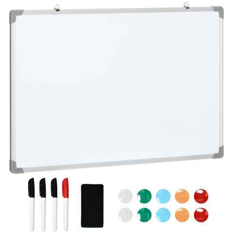 HOMCOM Magnettafel Magnetisches Whiteboard, Notiztafel, Magnetwand, (Wandtafel, 1-tlg., Whiteboard), mit 4 Stifte, 1 Schwamm, 10 Magnete