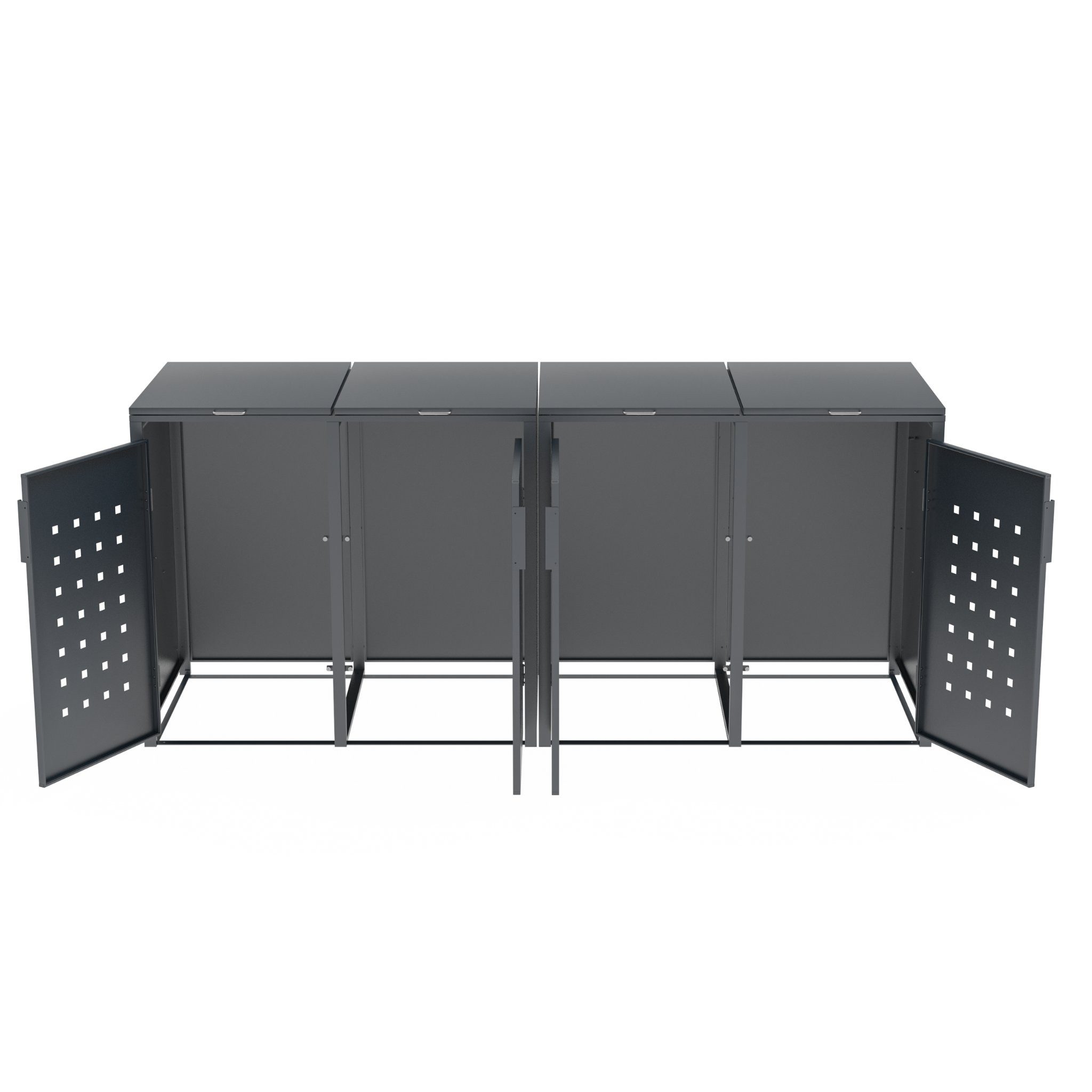 DEGAMO Mülltonnenbox TRIER, Stahl grau, für 4 Tonnen 120 oder 240 Liter