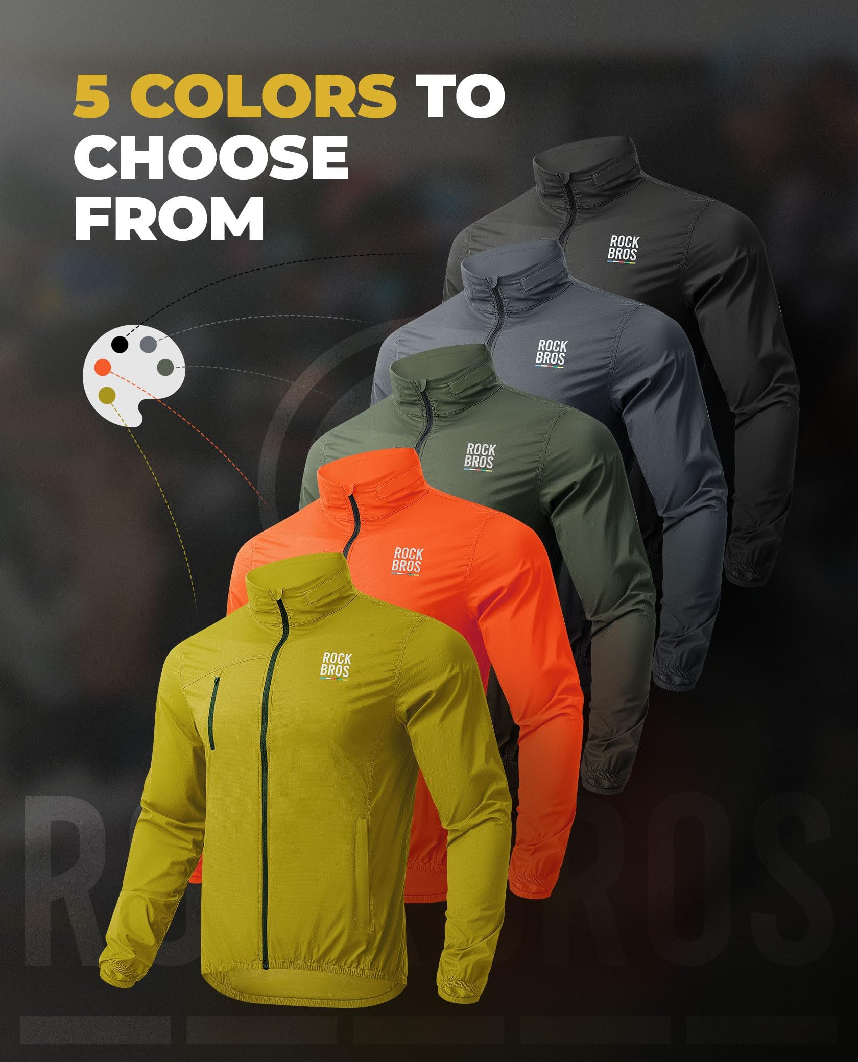 ROCKBROS Fahrradjacke Road-to-Sky Windjacke, lange Radjacke für Radfahren atmungsaktiv Reflektierende Logos