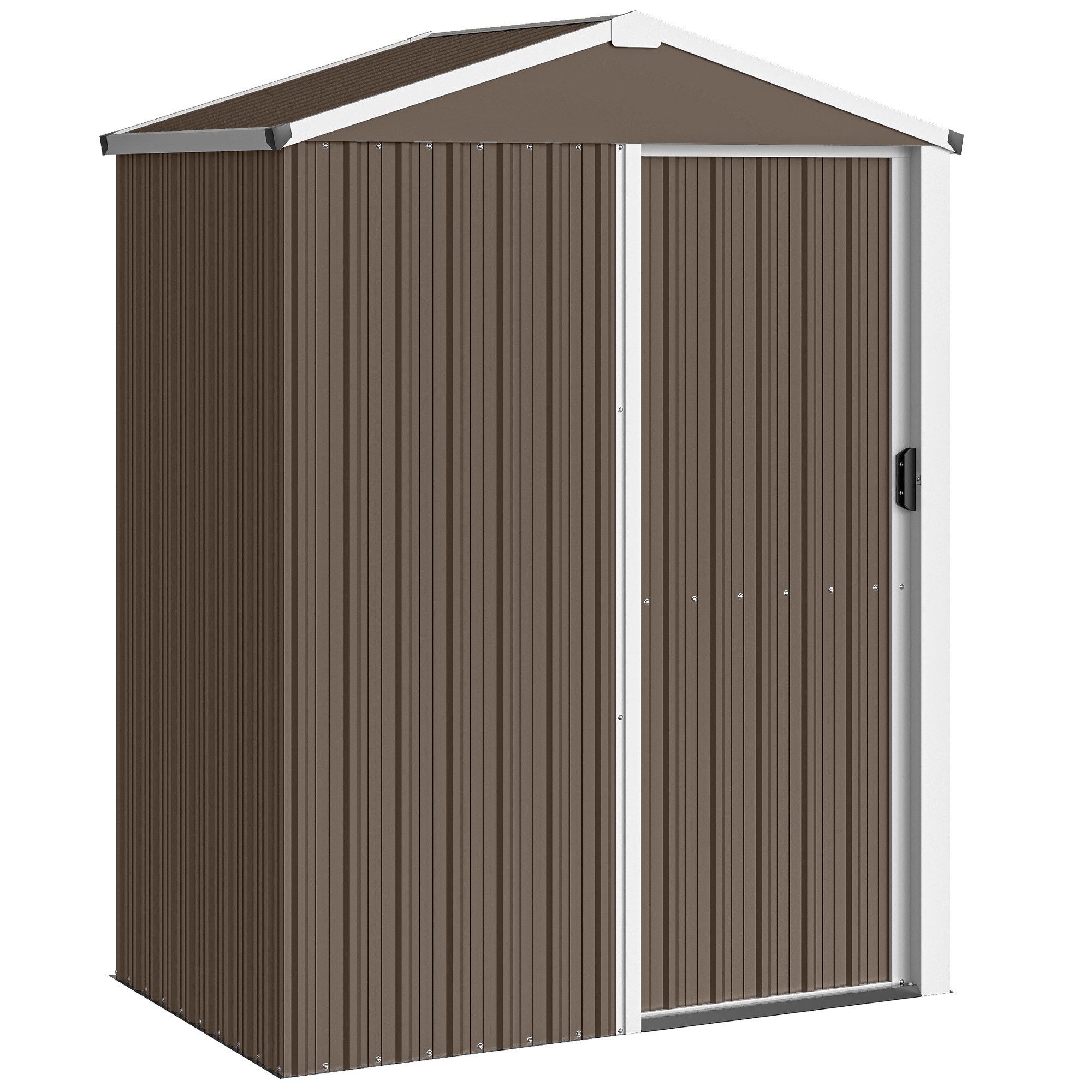 furnicato Garten-Geräteschrank Metall Gartenhaus 136B x 87T x 179H cm in Braun