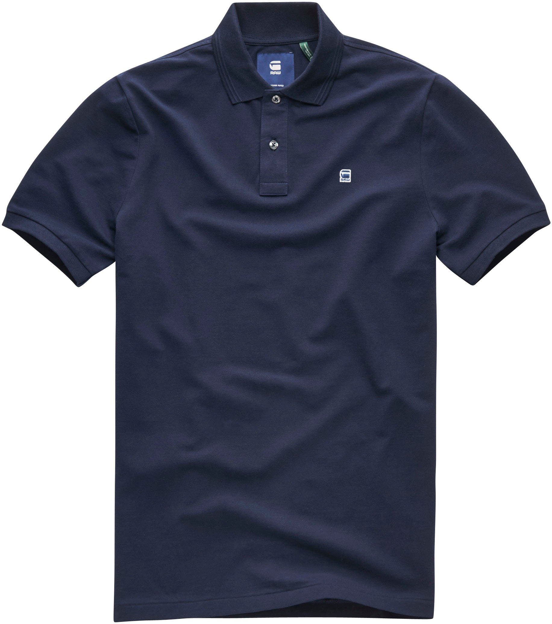 Dunda Logostickerei Polo auf Poloshirt der Brust marine RAW G-Star