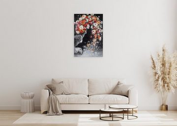 KUNSTLOFT Gemälde Tender Flower 60x90 cm, Leinwandbild 100% HANDGEMALT Wandbild Wohnzimmer