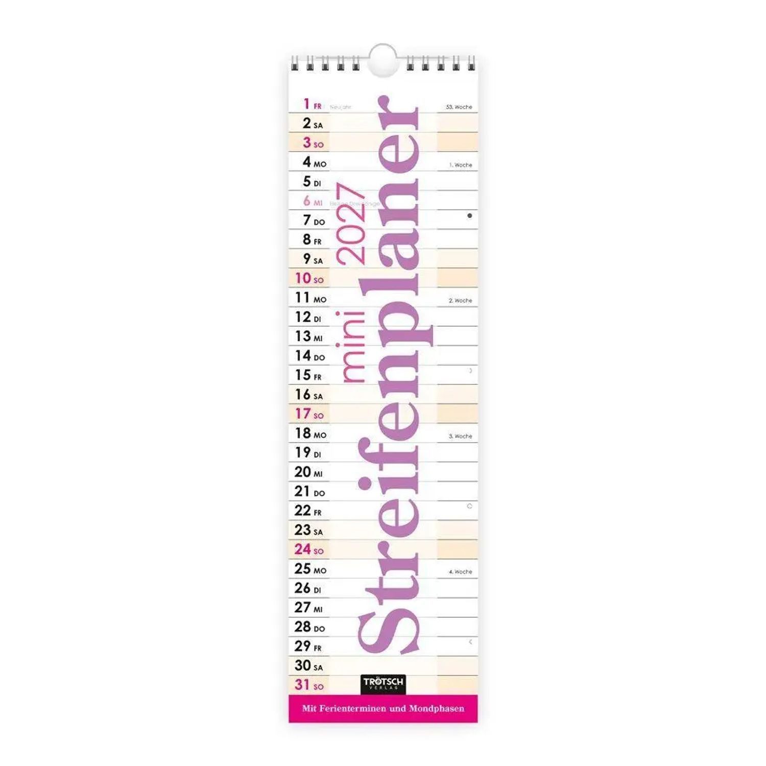 Trötsch Verlag Wandkalender TRÖTSCH - Streifenkalender Mini Violett 2027