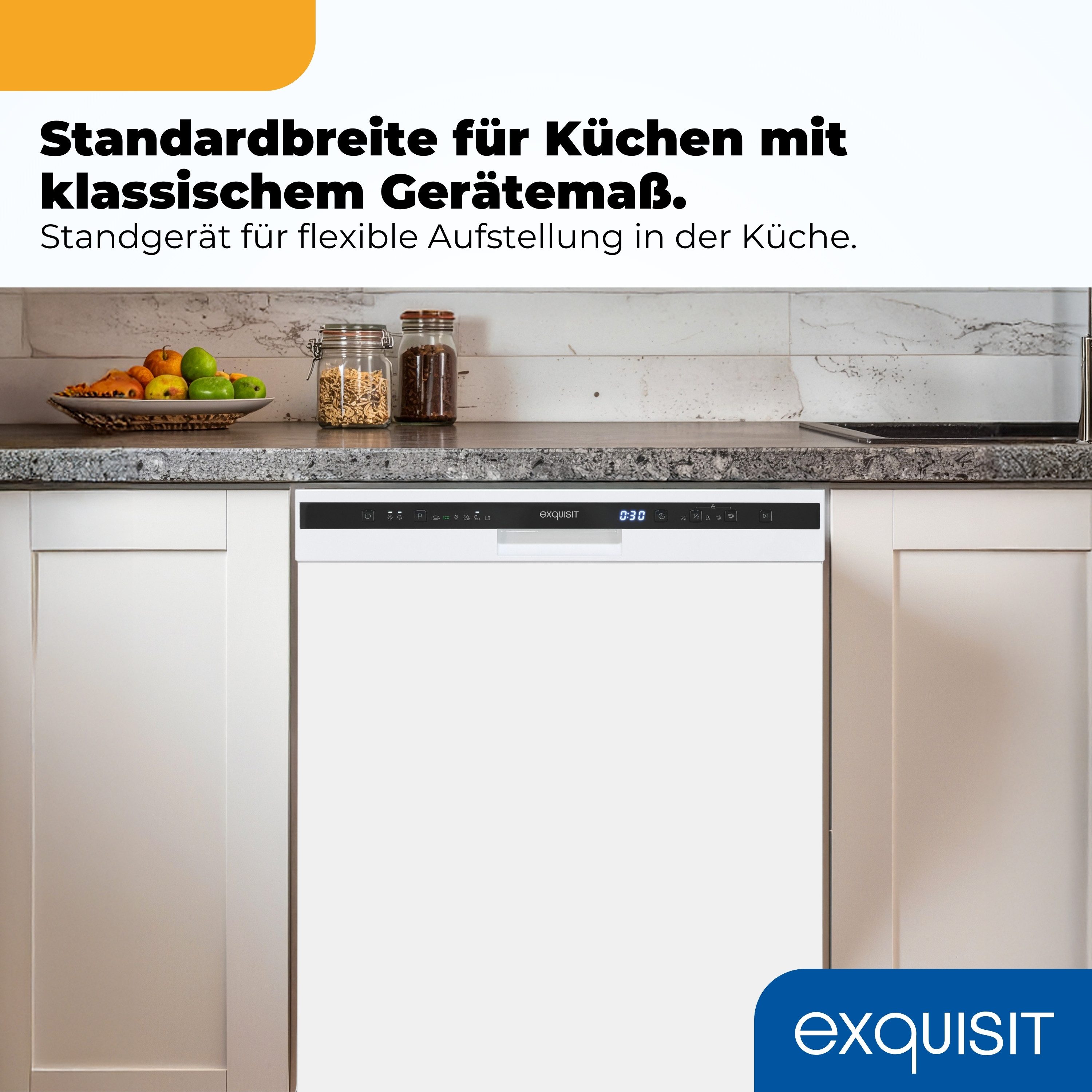 exquisit Unterbaugeschirrspüler PLUS GSP56312-030E, 12 Maßgedecke, Startzeitvorwahl