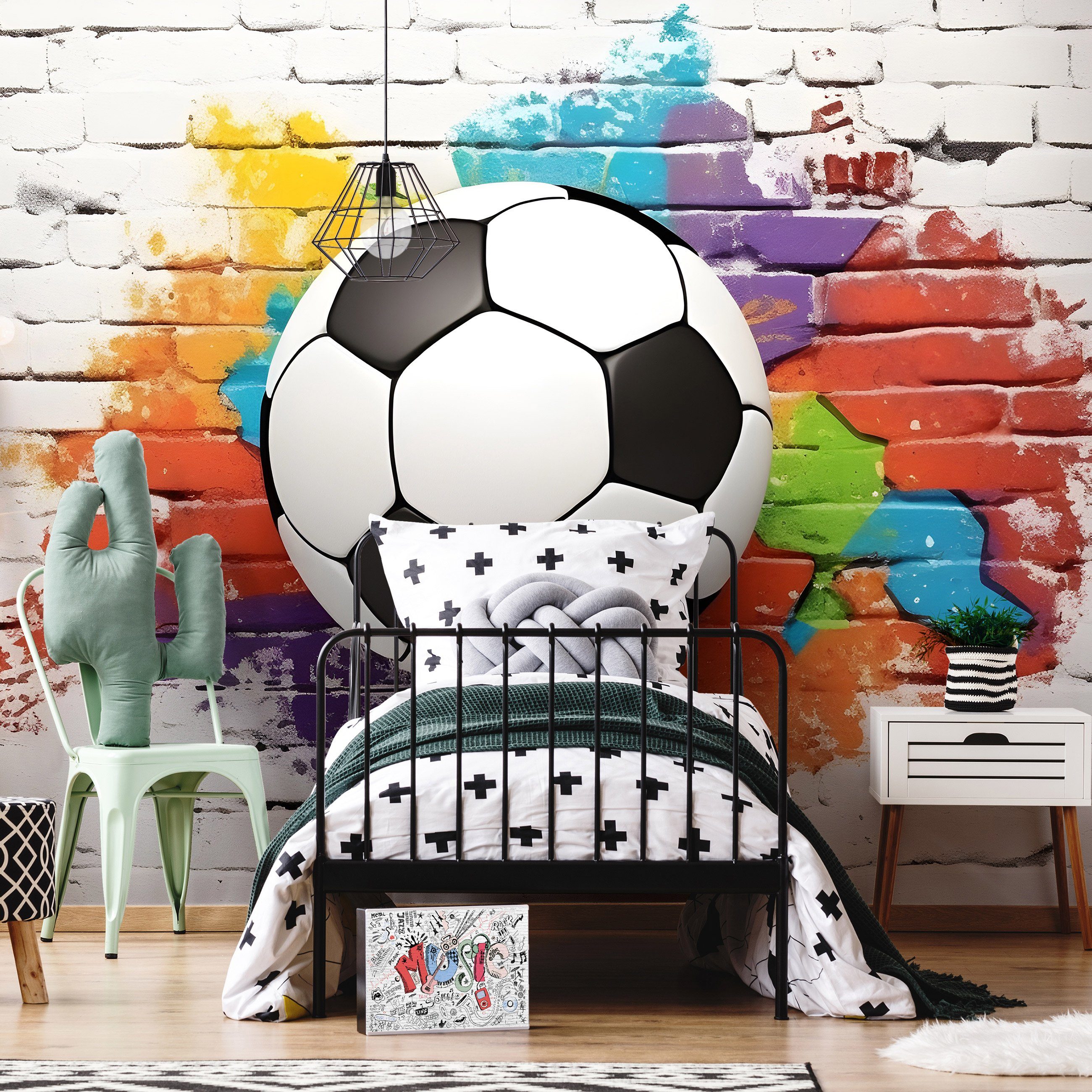 Wallarena Fototapete Kinderzimmer Jungen Fußball Graffiti günstig online kaufen