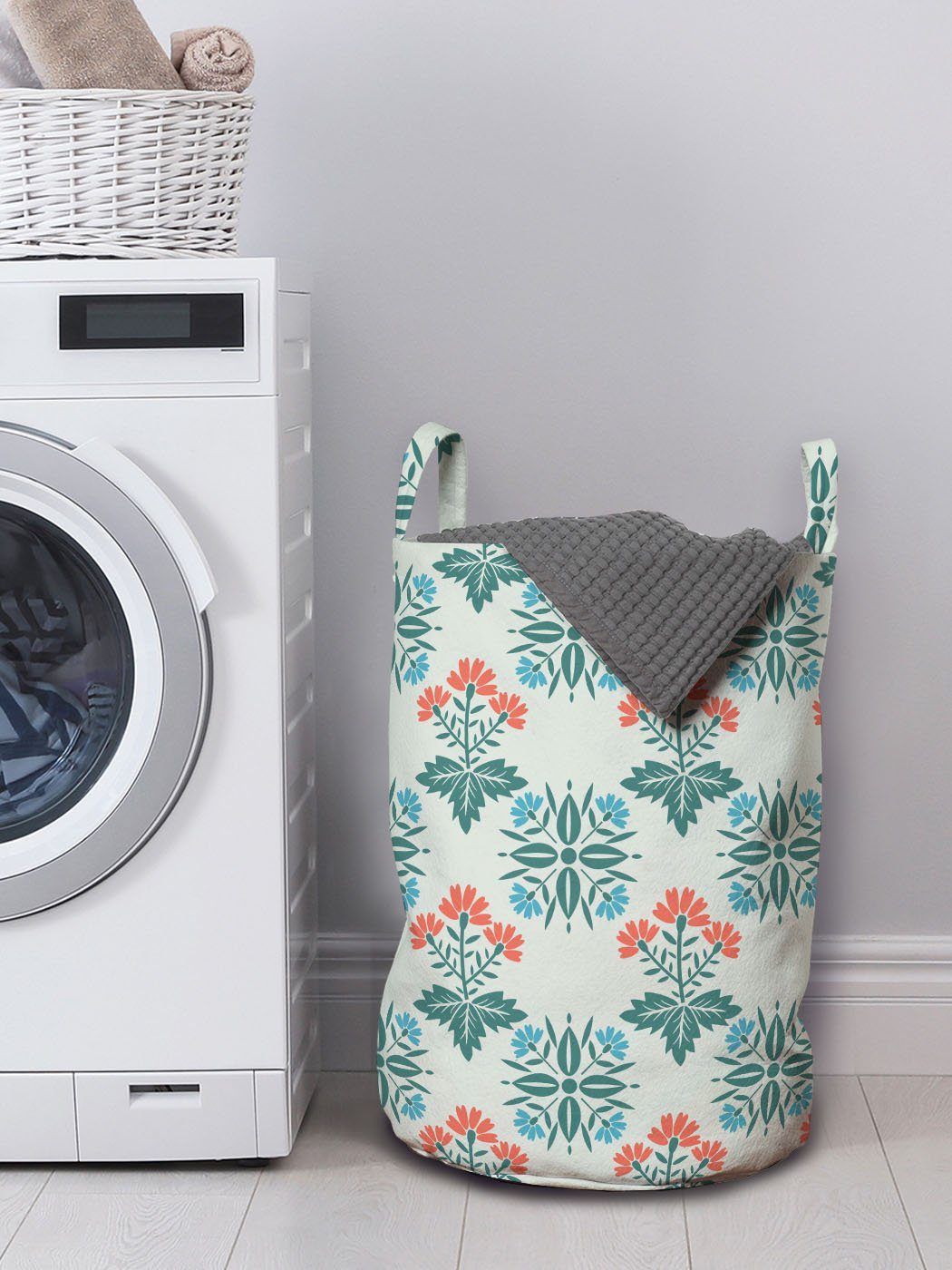 Abstract Kordelzugverschluss Wäschekorb für Spring mit Griffen Abakuhaus Seafoam Wäschesäckchen Waschsalons, Motive