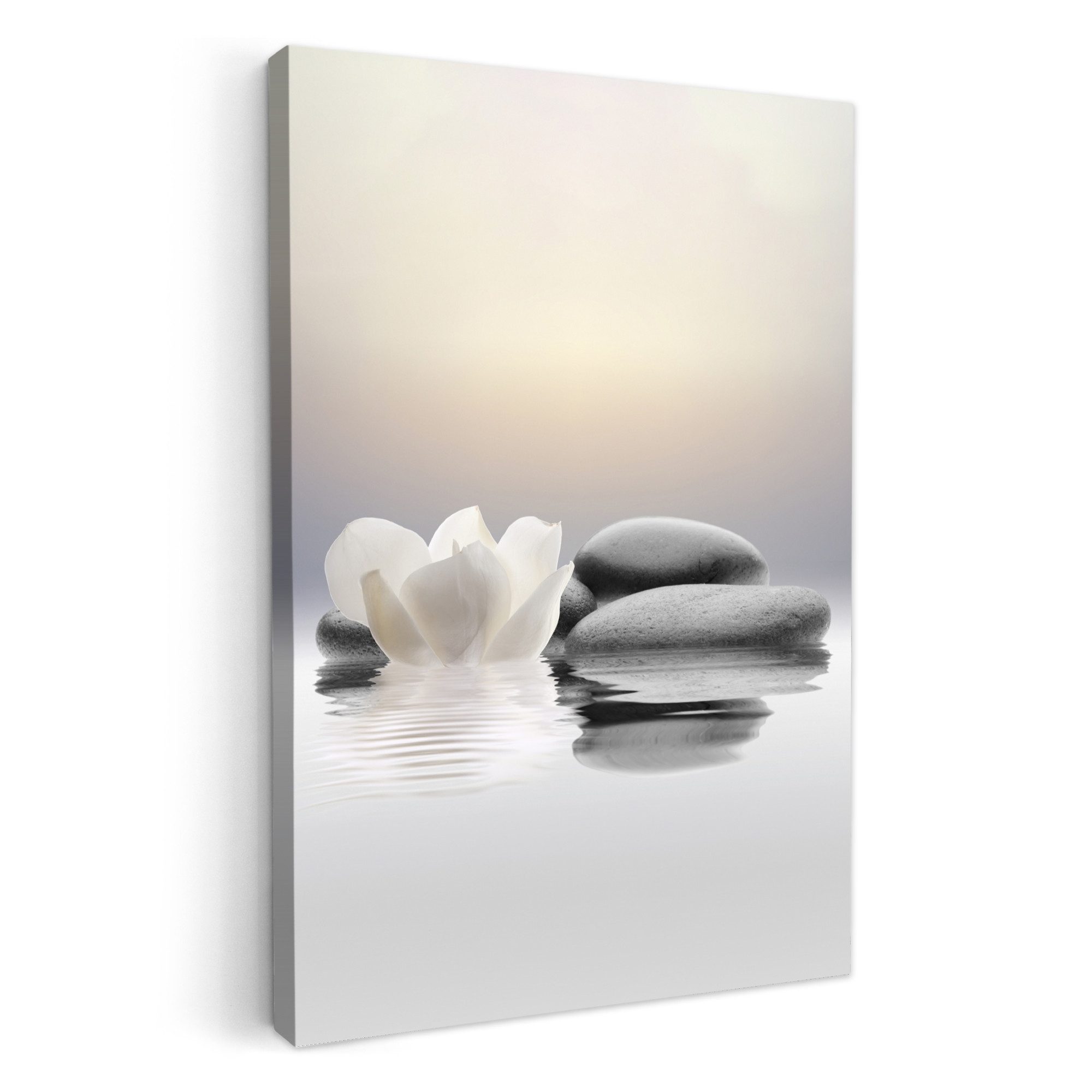 OneMillionCanvasses® Leinwandbild Steine - Lotus - Weiß - Wasser - Zen, Fot günstig online kaufen