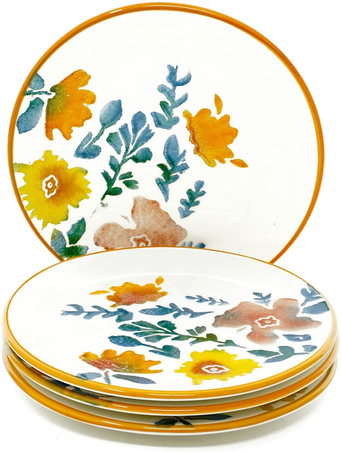 Lashuma Teller Blütenfest, (4 St), Geschirrset Keramik, kleine Servierteller Ø 15 cm