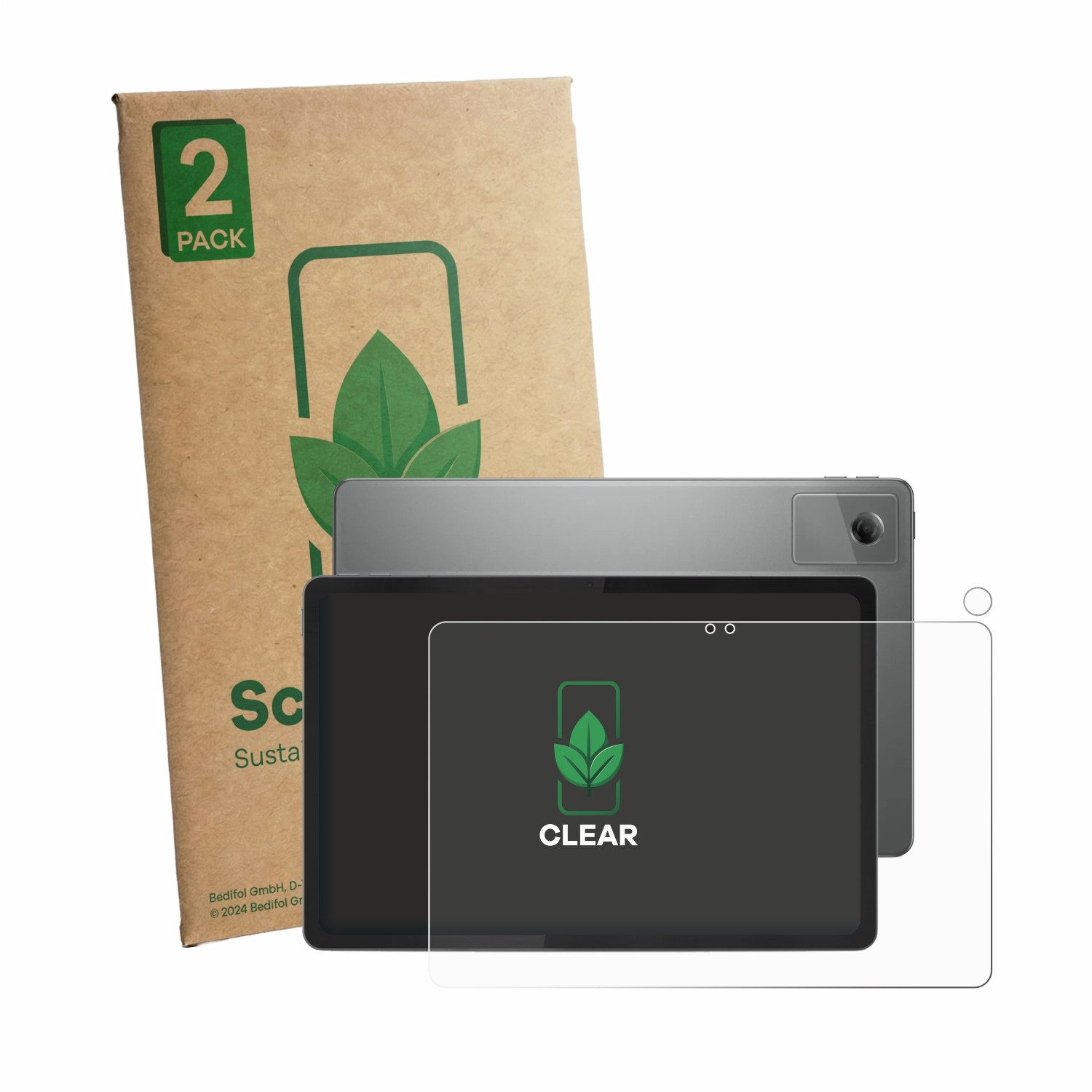 ScreenLeaf Displayschutzfolie Schutzfolie für Lenovo Idea Tab 11" 2025 TB336FU (Display+Kamera), 2 Stück, nachhaltiger Displayschutz Schutz Folie Klar Transparent