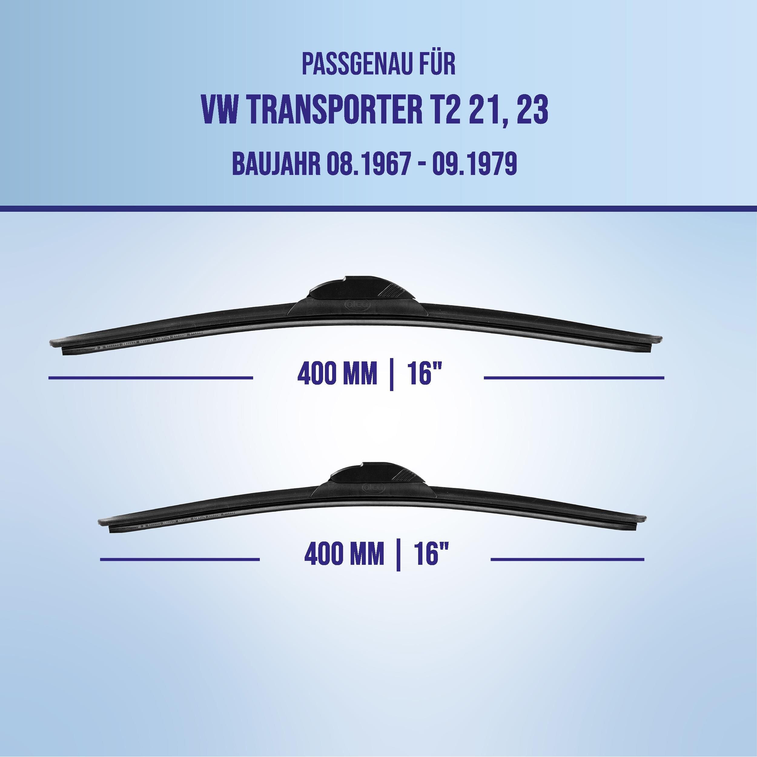 alca Scheibenwischblätter passend für VW TRANSPORTER T2, 08.1967 - 09.1979, Frontscheibe, (Packung, 2-St., Scheibenwischer), mit Nano Graphit Beschichtung