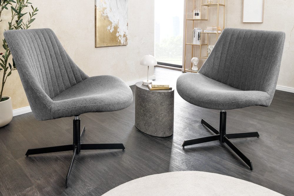 riess-ambiente Drehsessel LOUNGER grau / schwarz - Strukturstoff, Metallges günstig online kaufen