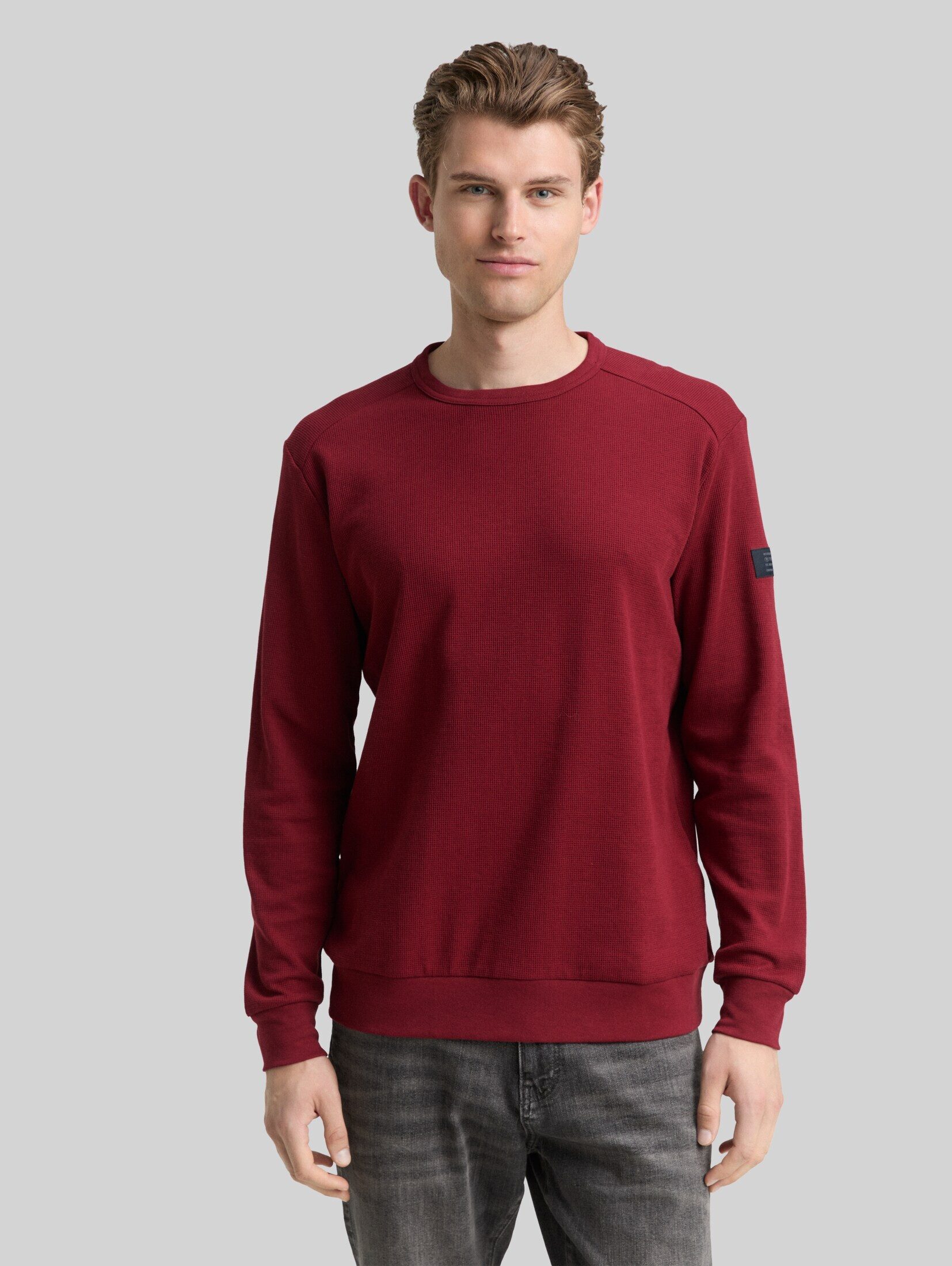 TOM TAILOR Langarmshirt T-Shirt Langarmshirt mit Waffelstruktur