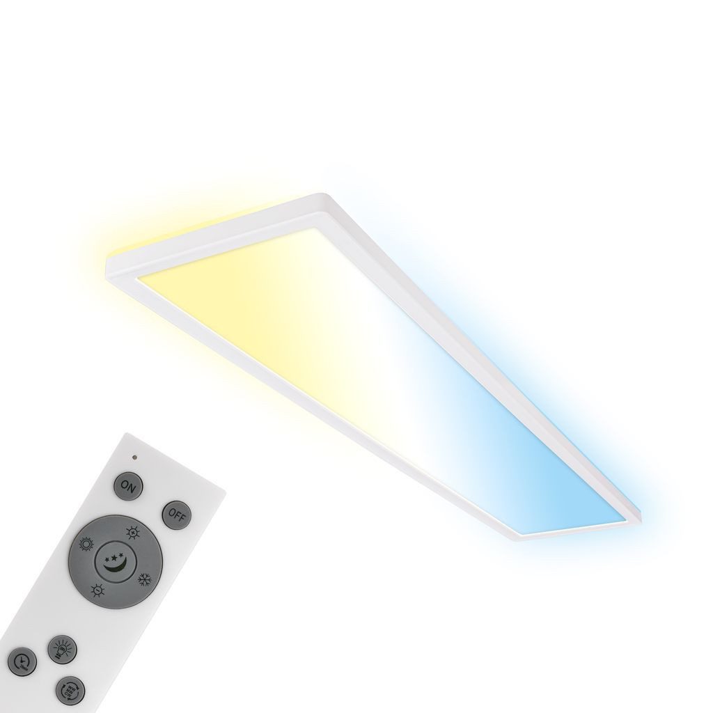 Briloner Leuchten LED Deckenleuchte 7533016, Dimmfunktion, LED fest integriert, 2700K - Extra-Warmweiß, LED Deckenlampe 98x20x3cm Weiß 48W Wohnzimmer Schlafzimmer Küche Flur