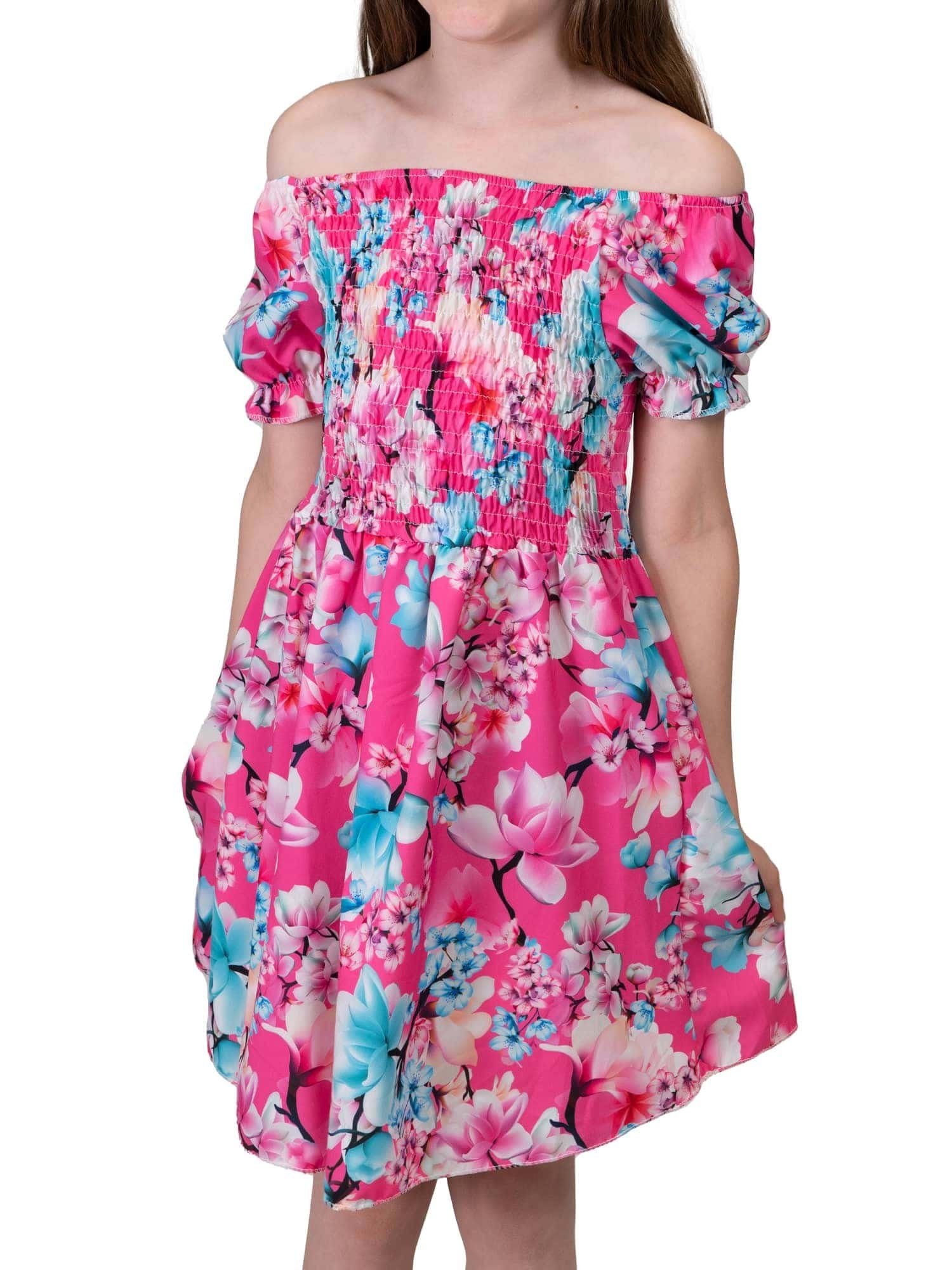 Sommerkleid KMISSO Kleid 30382 Oberteil Puffärmel (1-tlg) zu smoked Mädchen bequem tragen Pink