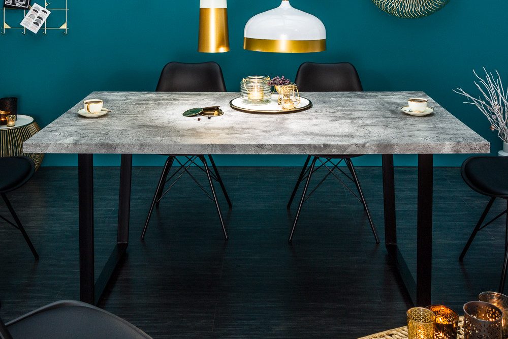 riess-ambiente Esstisch LOFT 160cm grau / schwarz (Einzelartikel, 1-St), Beton-Design · Metall · Kufen-Gestell · bis 6 Personen · Industrial