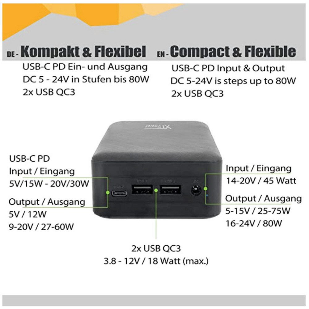 XTPower XTPower XT-27000 DC AO PA Powerbank 26800 mAh Li-Ion USB, USB-C®, DC- Powerbank 26800 mAh