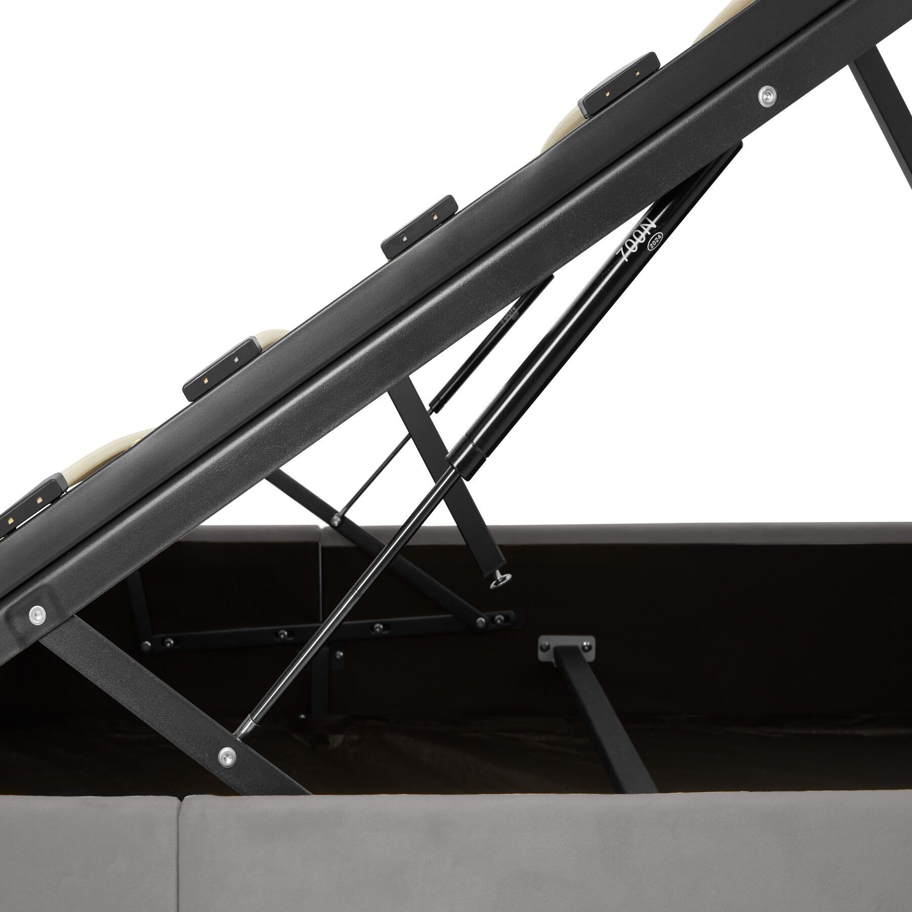 tectake Polsterbett Komfortbett mit LED-Leisten & Stauraum - Samtoptik mit Steppmuster (Bettset mit Matratze, in Dunkelgrau), Matratze mit Komfortschaumkern (wa – Bild 4 von 5