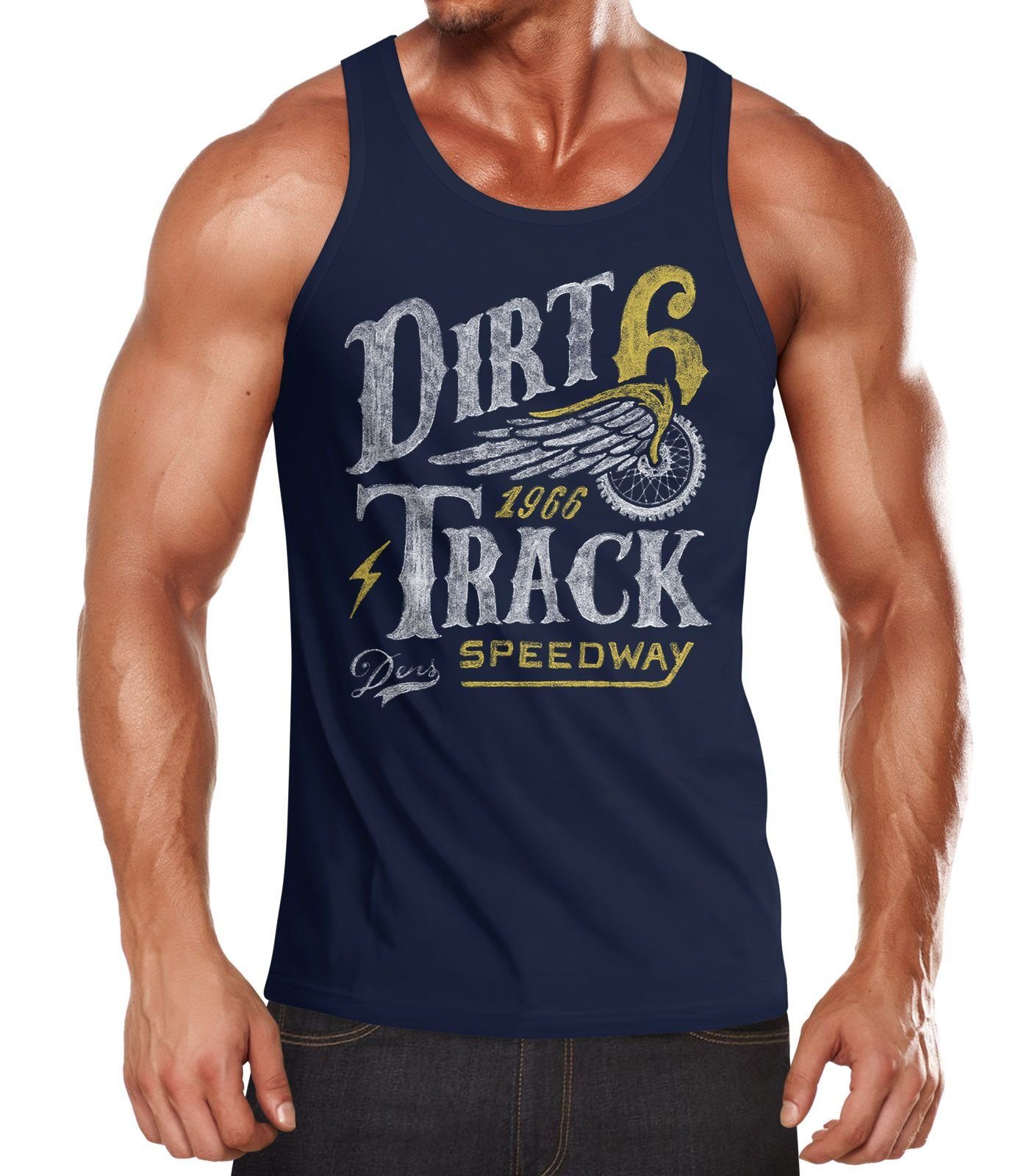 Neverless Tanktop Herren Tank-Top Dirt Track Racing Muskelshirt Muscle Shirt mit Print