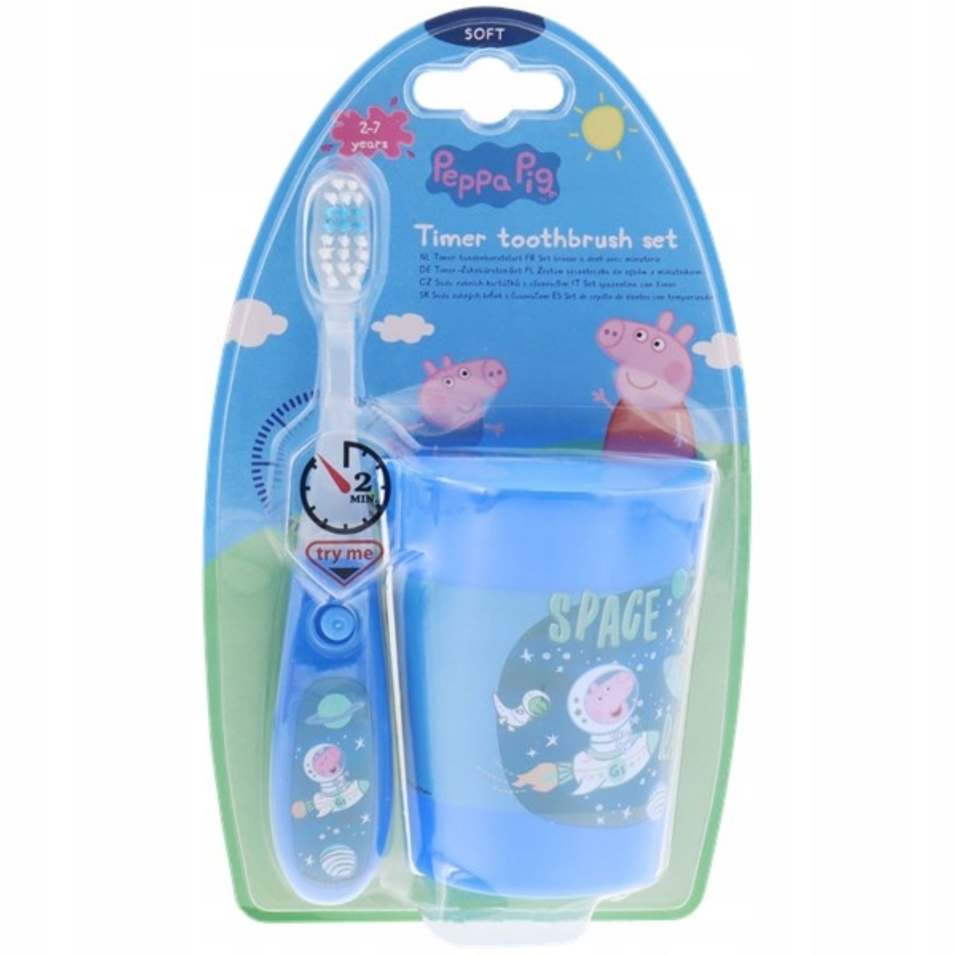 Karsten International Elektrische Kinderzahnbürste Peppa Pig Zahnbürste mit Timer & Becher – spielerisches Zähneputzen!