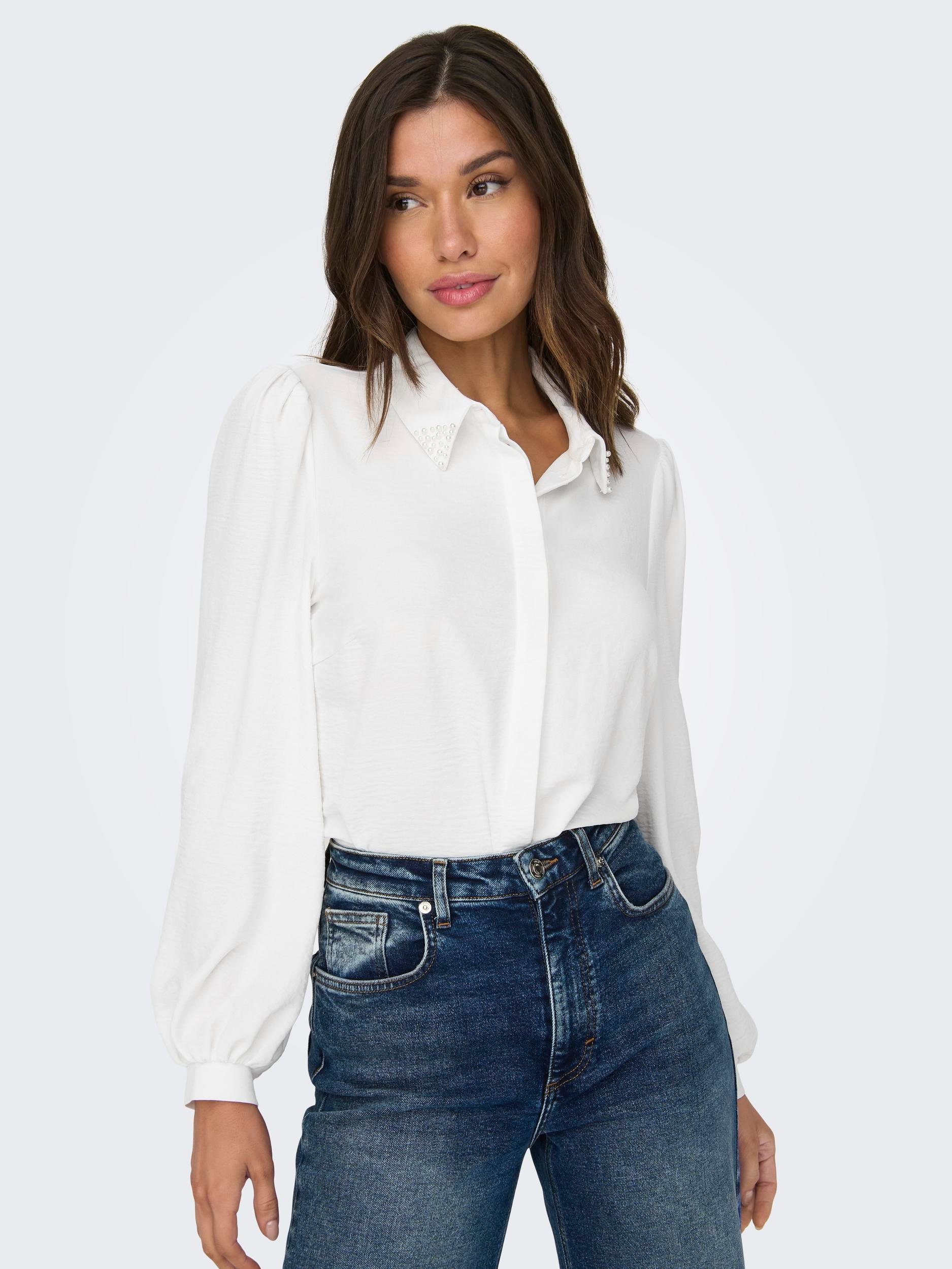 ONLY Hemdbluse ONLMETTE PEARL LS SHIRT WVN Cloud Dancer