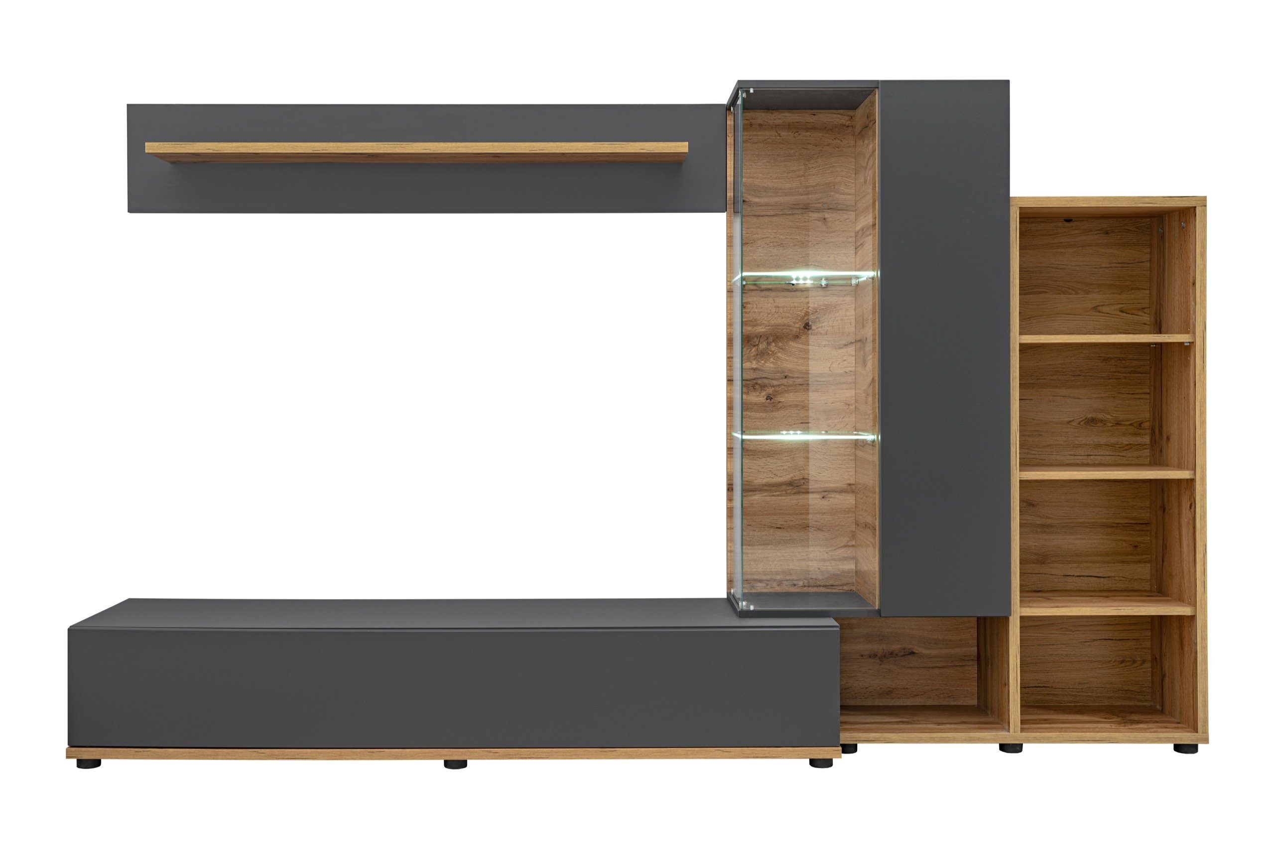 ASM-Moebel Wohnwand Wohnwand SILK II mit Led Beleuchtung und Push - Click S günstig online kaufen